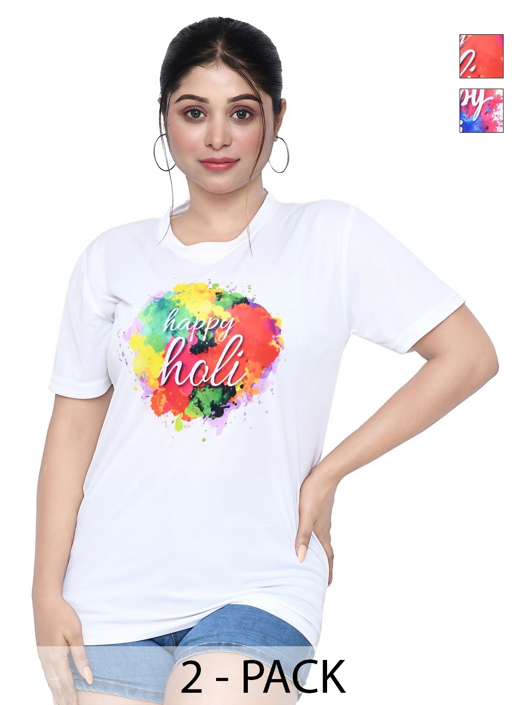 

RAPL Women 2 Printed Pockets T-shirt, White