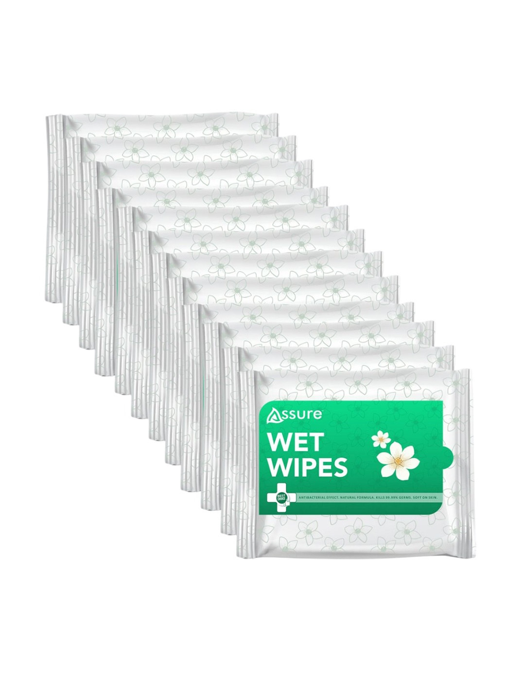 

Assure Set Of 12 Fresh Active Wet Wipes With Aloevera For Hydration - 30 Pcs Each, White