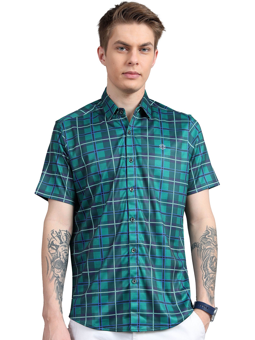 

ECOLINE Clothing Men Standard Opaque Printed Casual Shirt, Blue