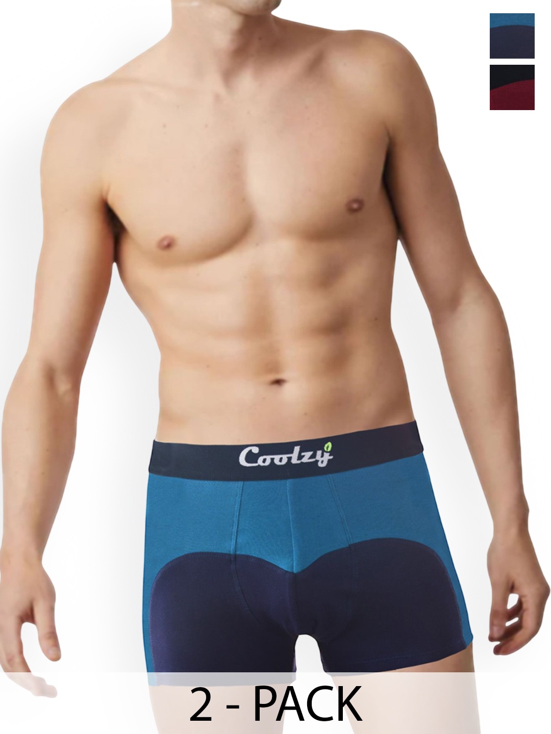 

COOLZY Pack Of 2 Color Block Antibacterial Trunks - SEOCSOTNK2K491-S, Blue