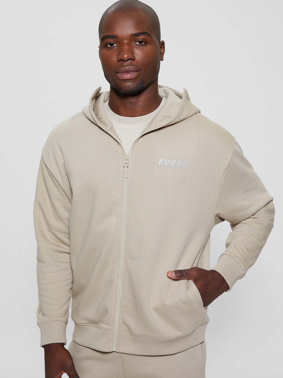 

GUESS Men Hooded Sweatshirt, Beige