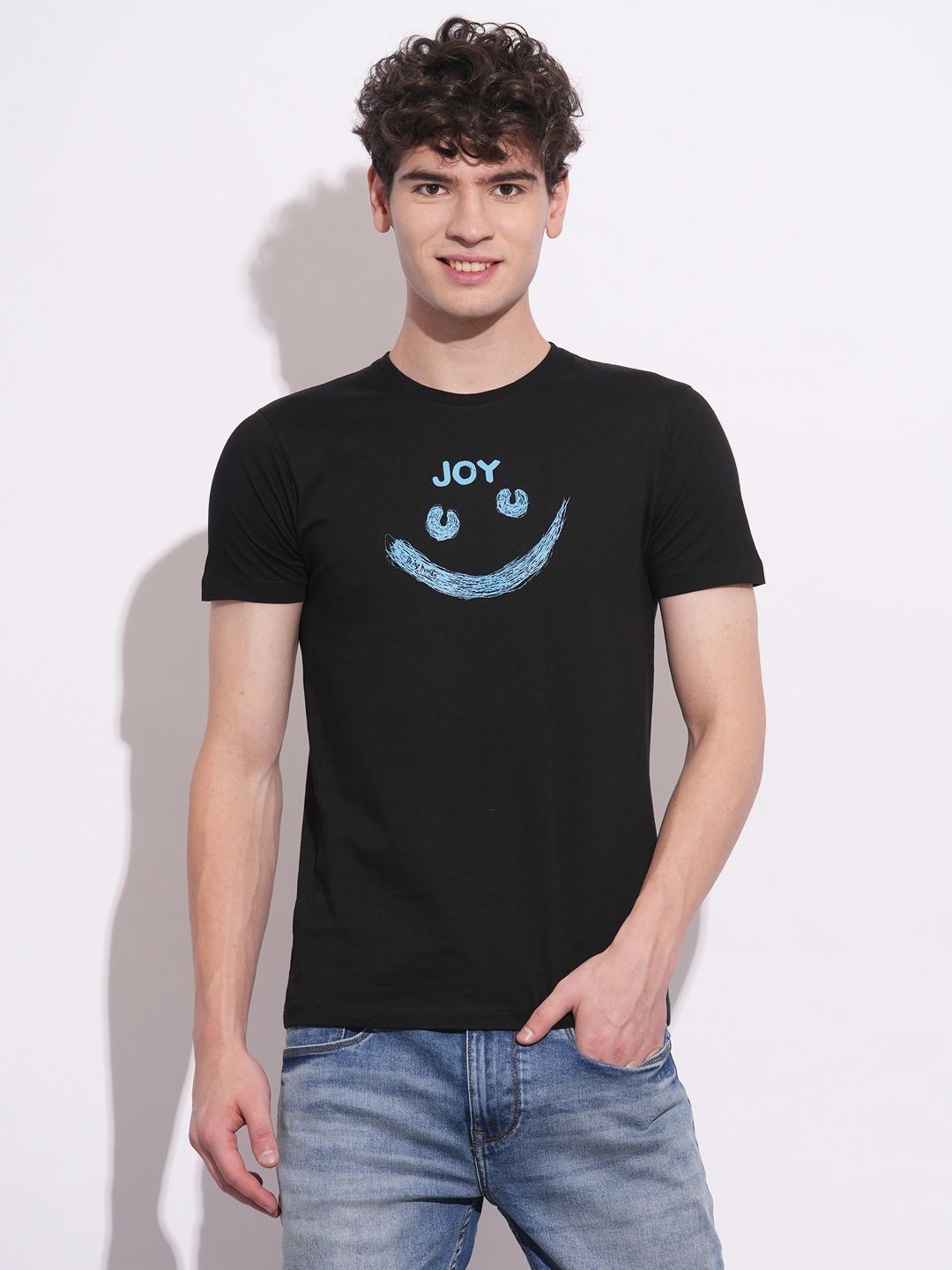 

Being Human Men Graphic Printed Round Neck Cotton Slim Fit T-shirt, Black