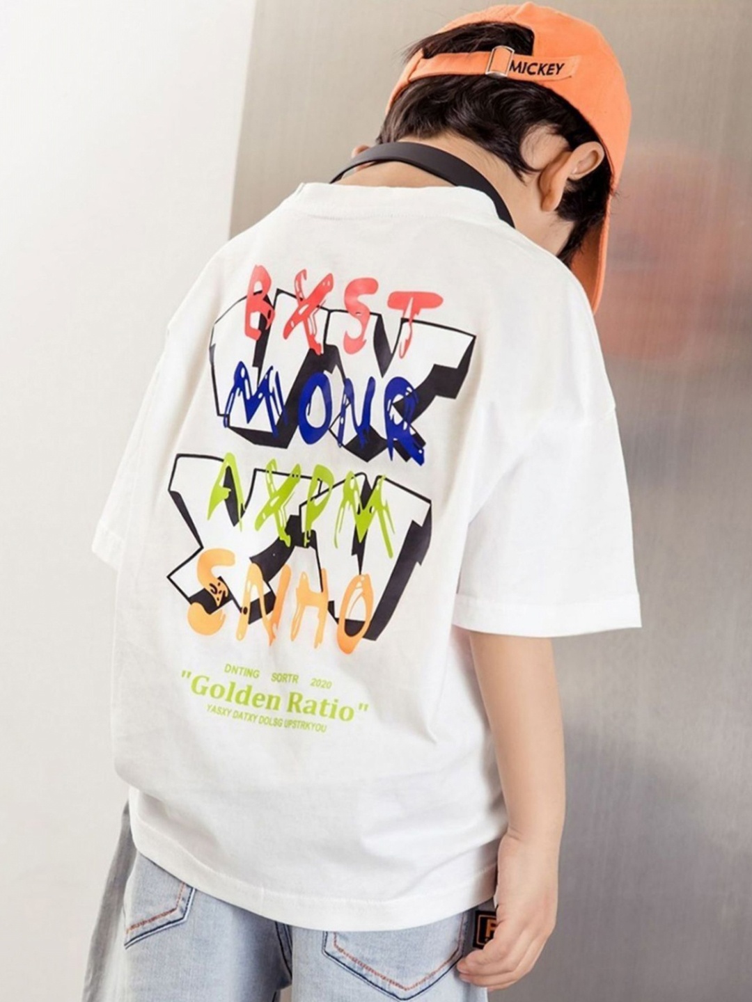 

LULU & SKY Boys Typography Printed Round Neck Cotton Oversized T-shirt, White