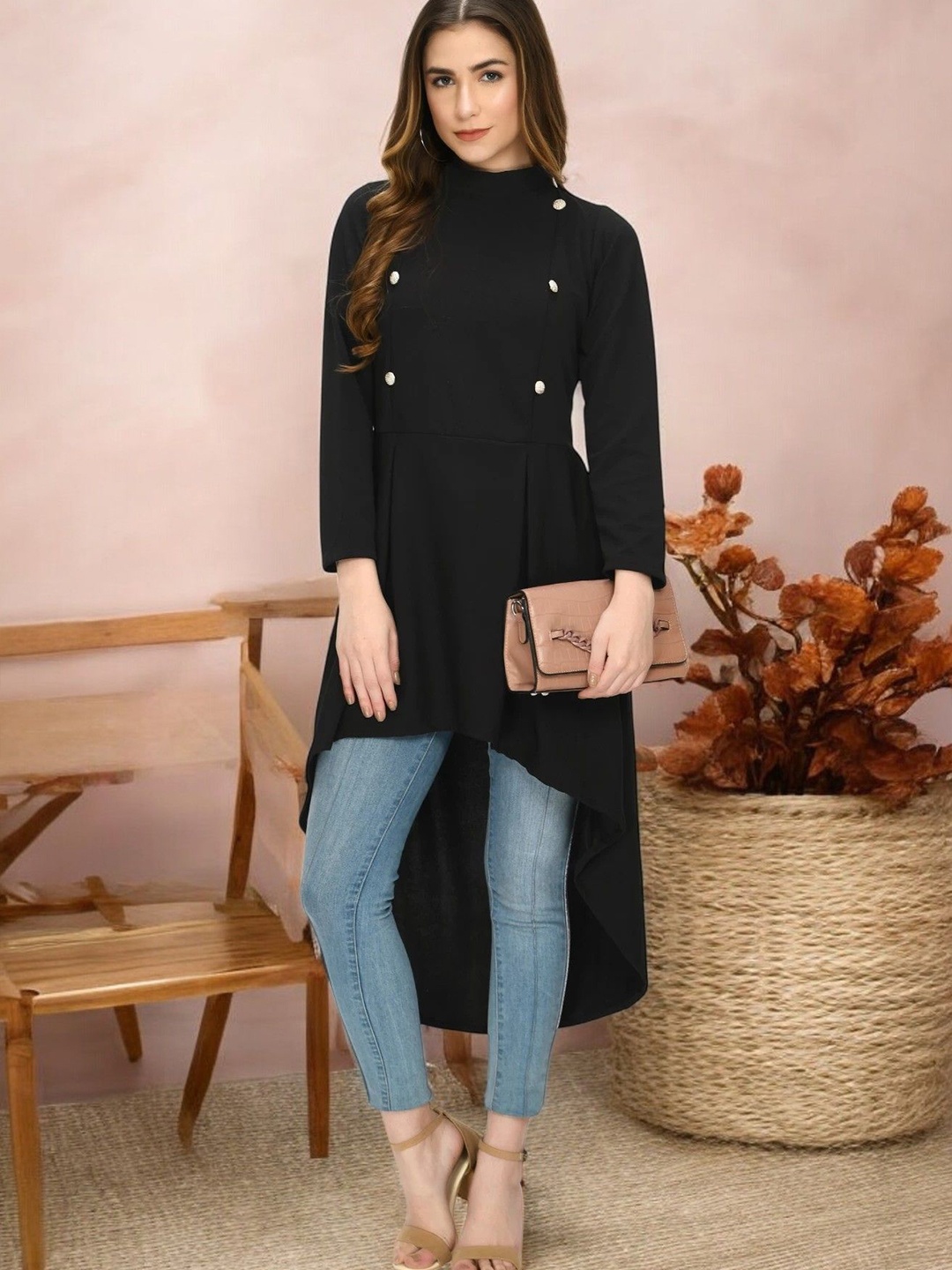 

Arbiter Collection High-Low Longline Top, Black