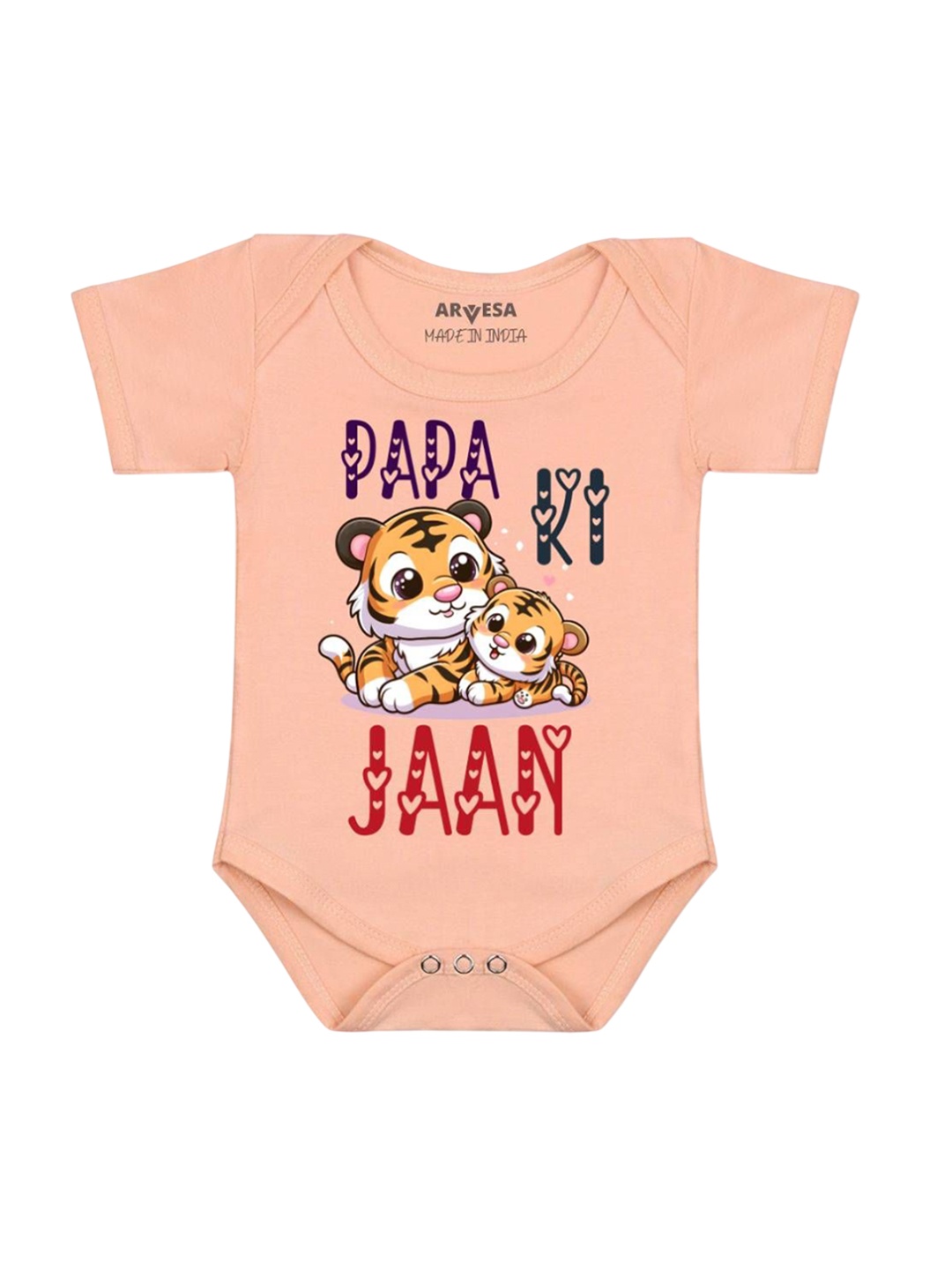 

Arvesa Kids Papa Ki Jaan Printed Romper, Peach