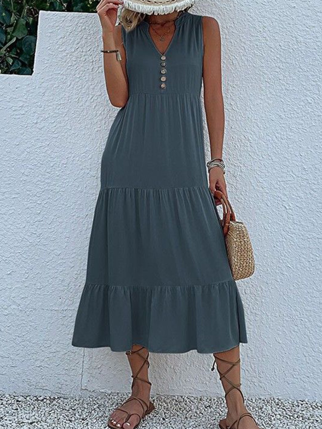 

HERE&NOW A-Line Midi Dress, Grey