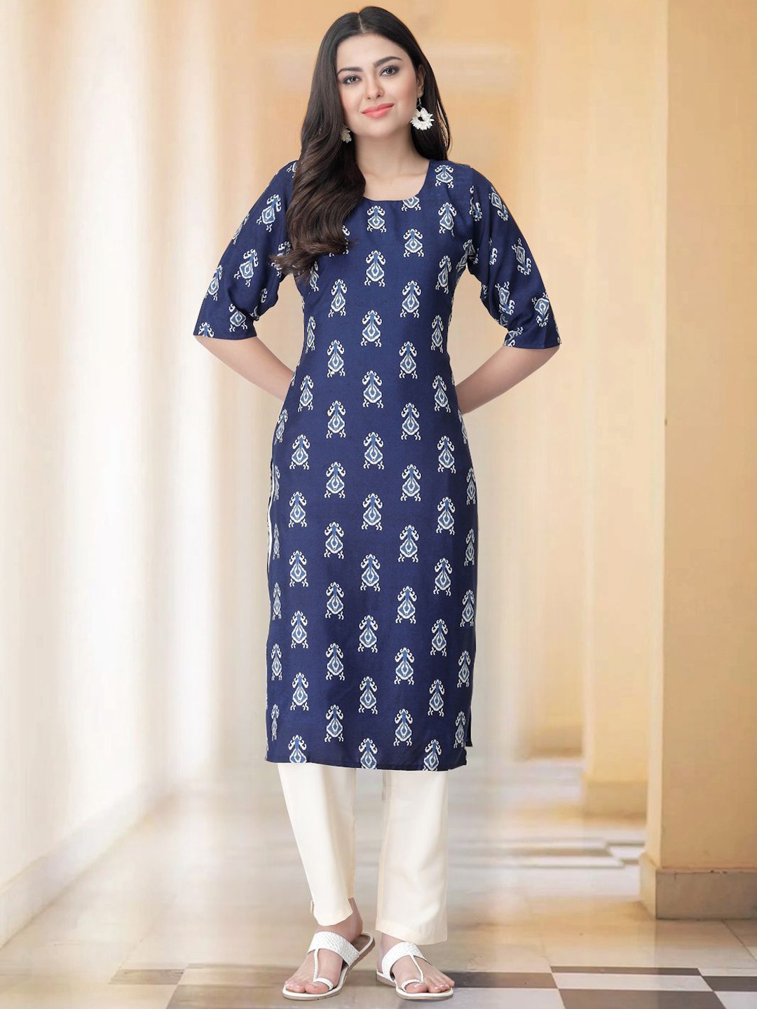 

Moda Rapido Ethnic Motifs Printed Kurta with Trouser, Blue