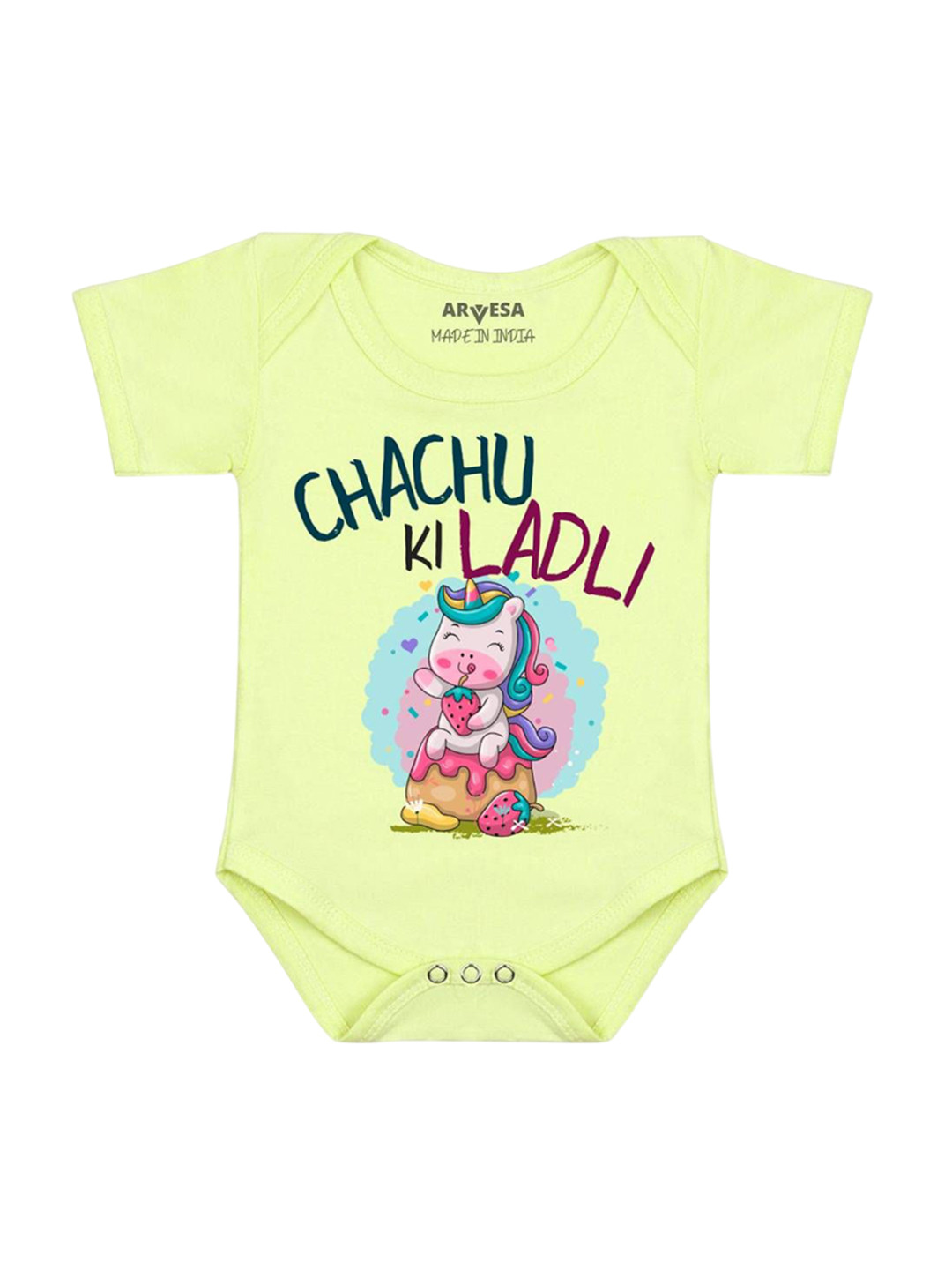 

Arvesa Kids Chachu Ki Ladli Printed Romper, Yellow