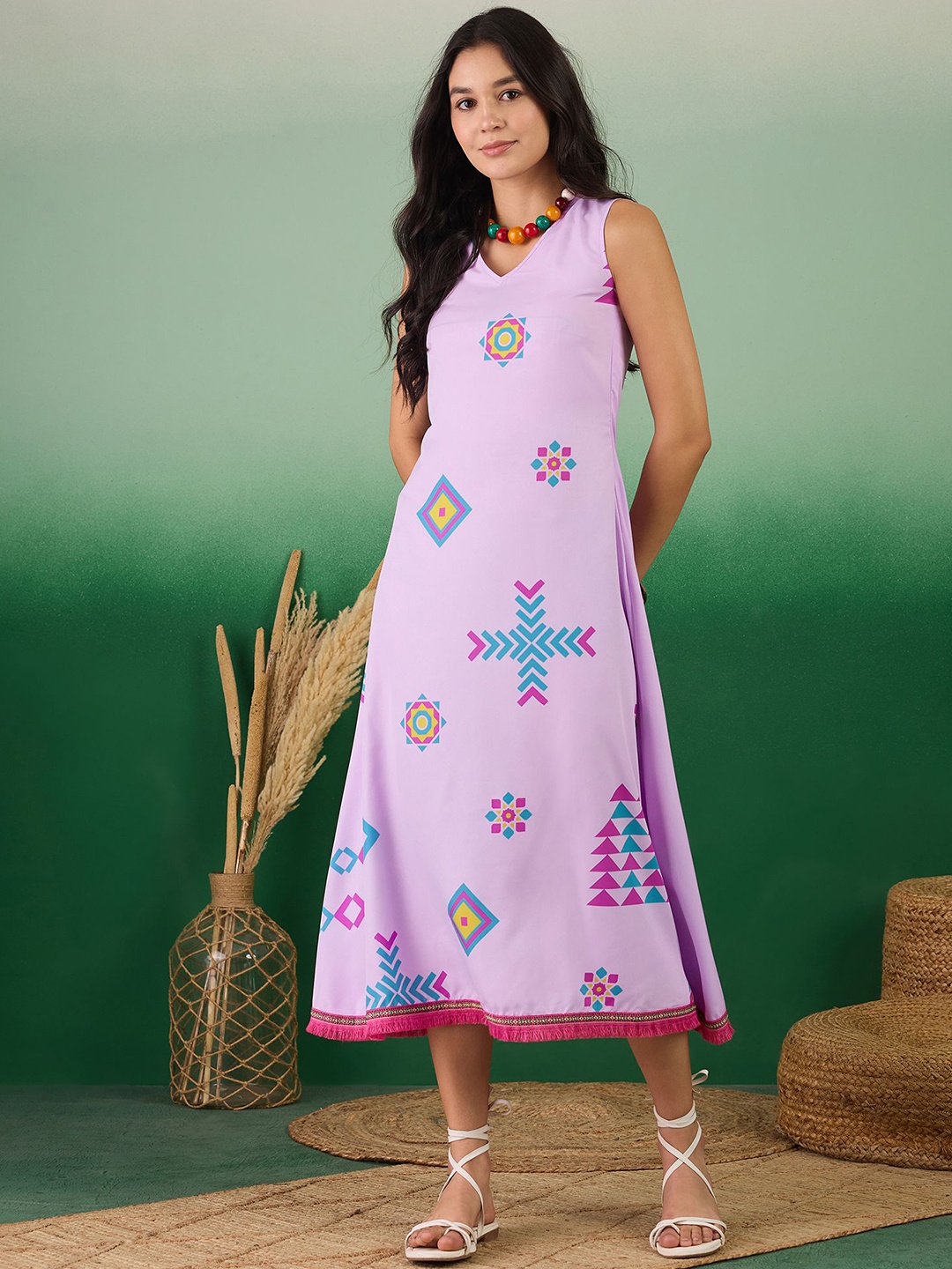 

all about you Print A-Line Midi Dress, Lavender