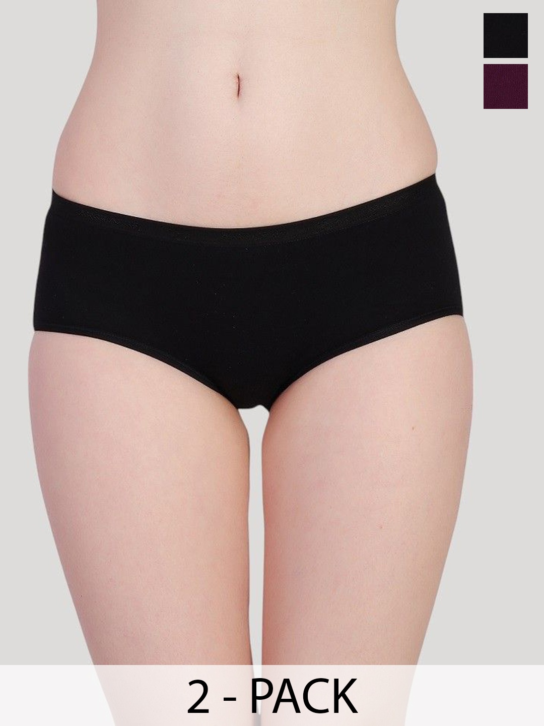 

PLUMBURY Pack Of 2 Mid Rise Period Briefs - PL-PANTY2006-BL/PURP-S, Purple