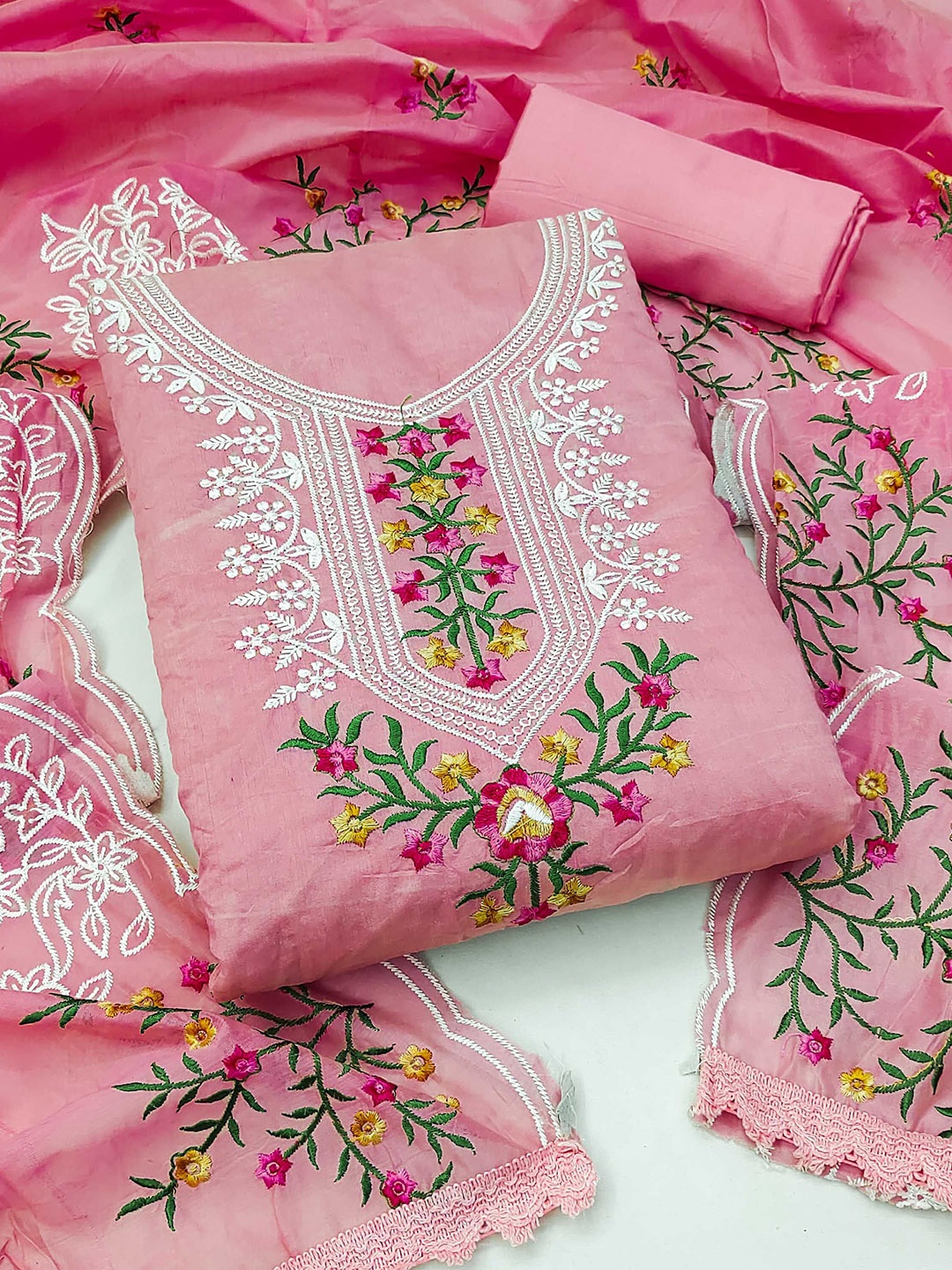 

SAINOOR Embroidered Unstitched Dress Material, Pink