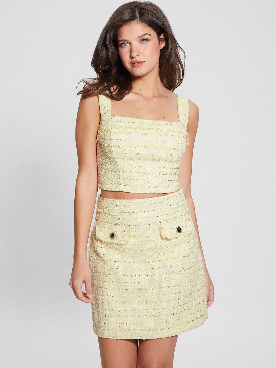 

GUESS Embellished Top, Cream
