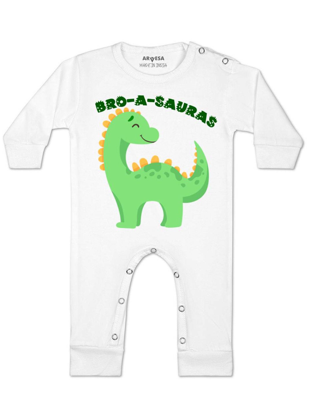 

Arvesa Kids Bro A Sauras Printed Baby Romper, White