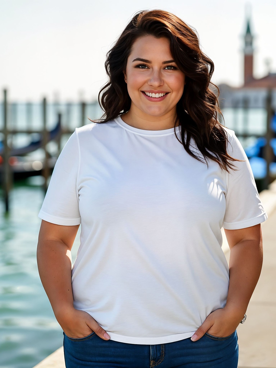 

Metronaut Women Plus Size Solid Round Neck Cotton T-shirt, White