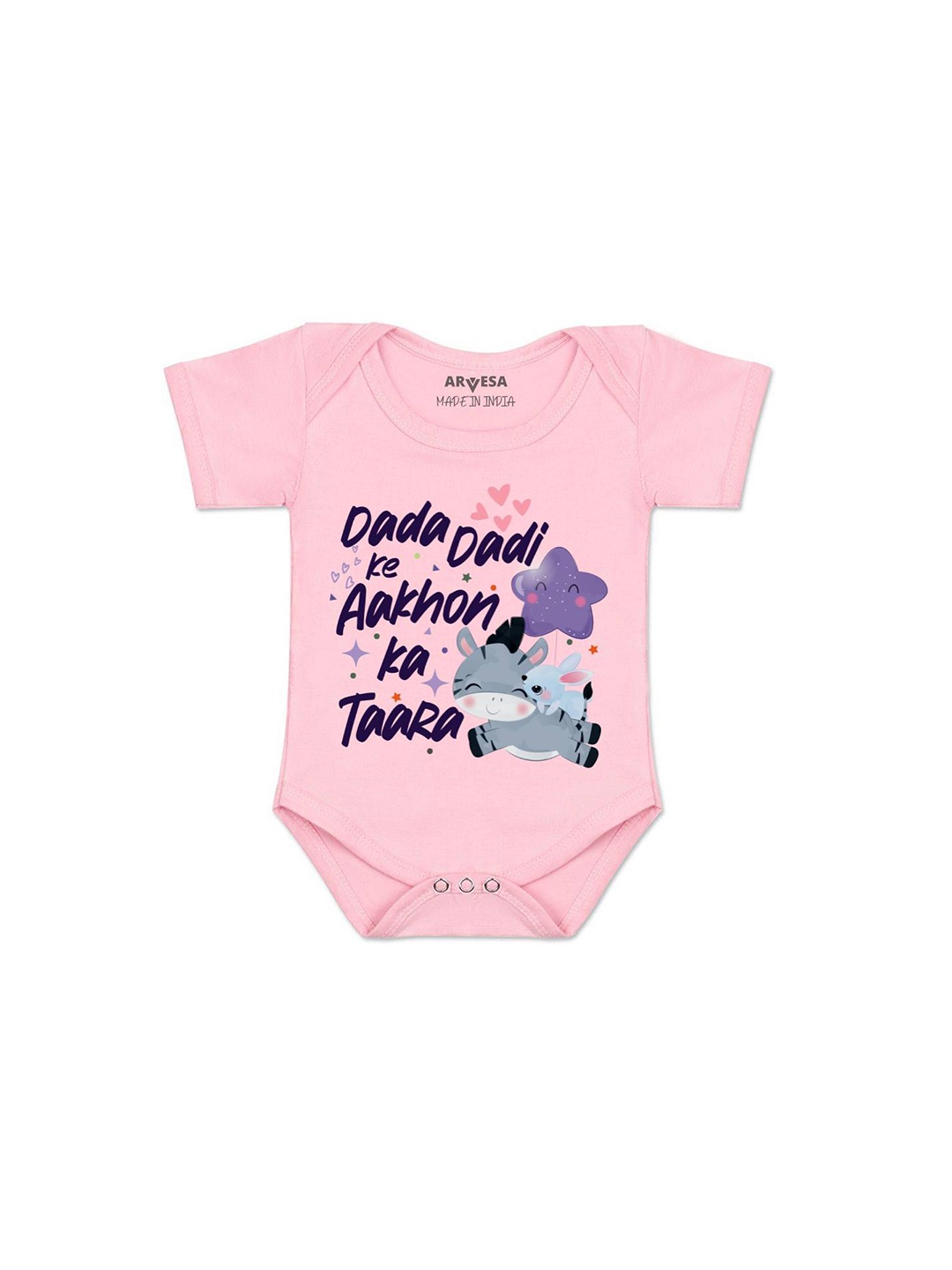 

Arvesa Infants Typography Printed Romper, Pink