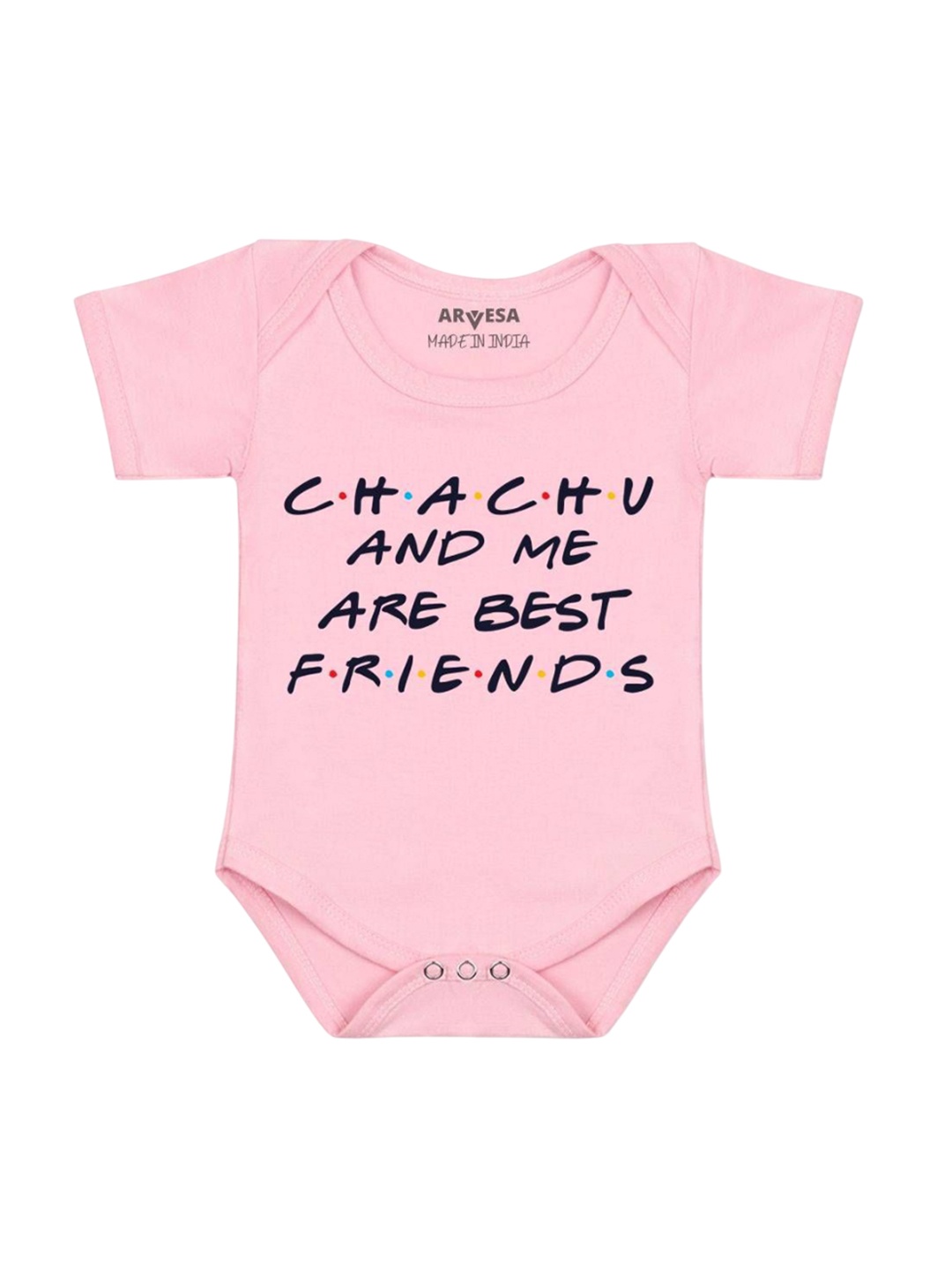 

Arvesa Chachu & Me Are Best Friend Printed Romper, Pink
