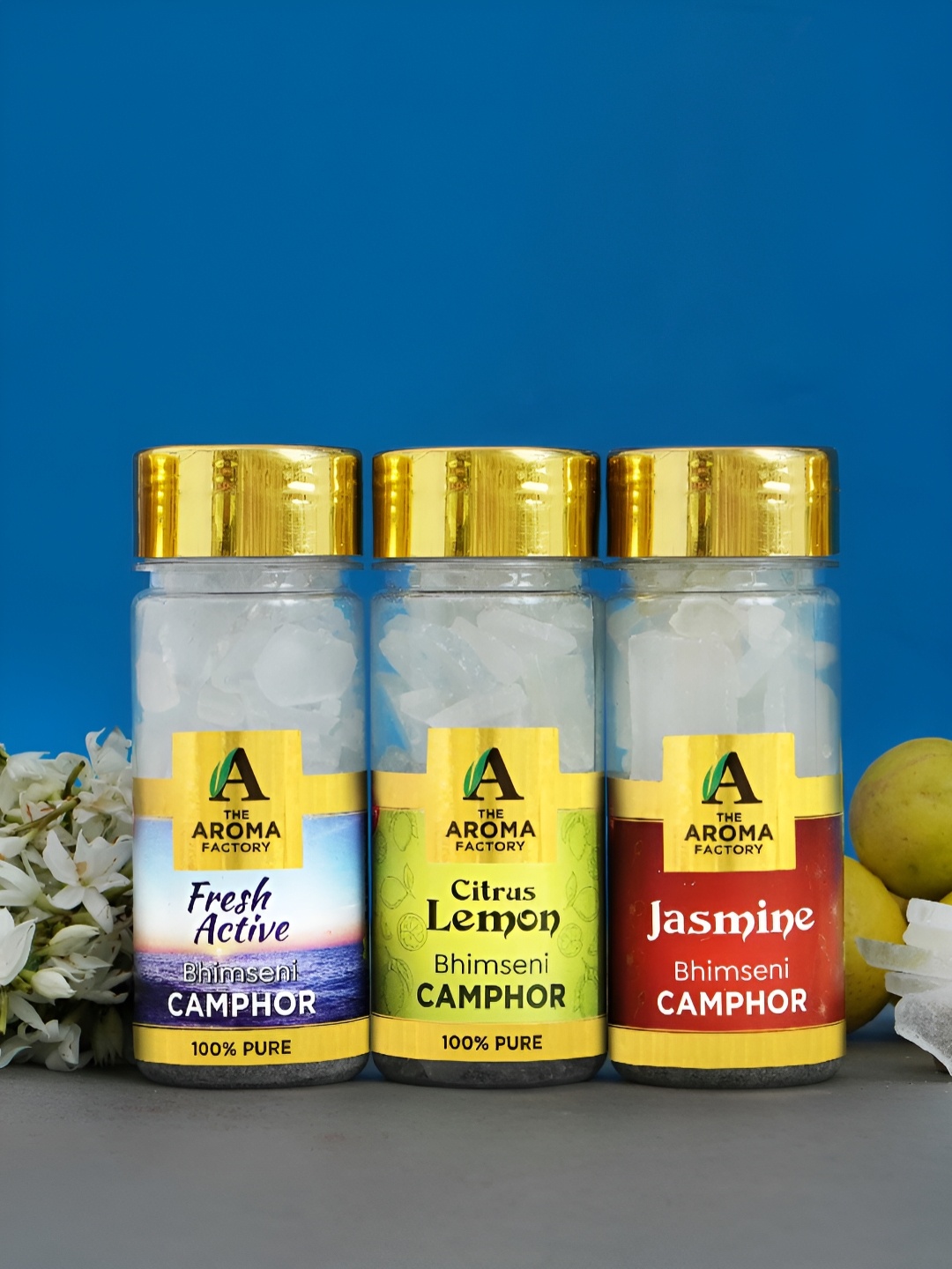 

The Aroma Factory 3Pc White Fresh, Jasmine, Lemon Bhimseni Camphor Box