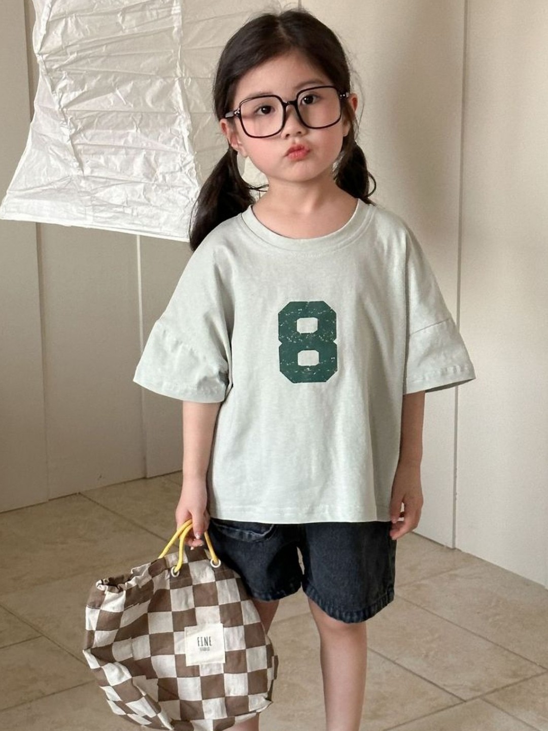 

LULU & SKY Girls Typography Printed Round Neck Cotton Relaxed Fit T-shirt, Green