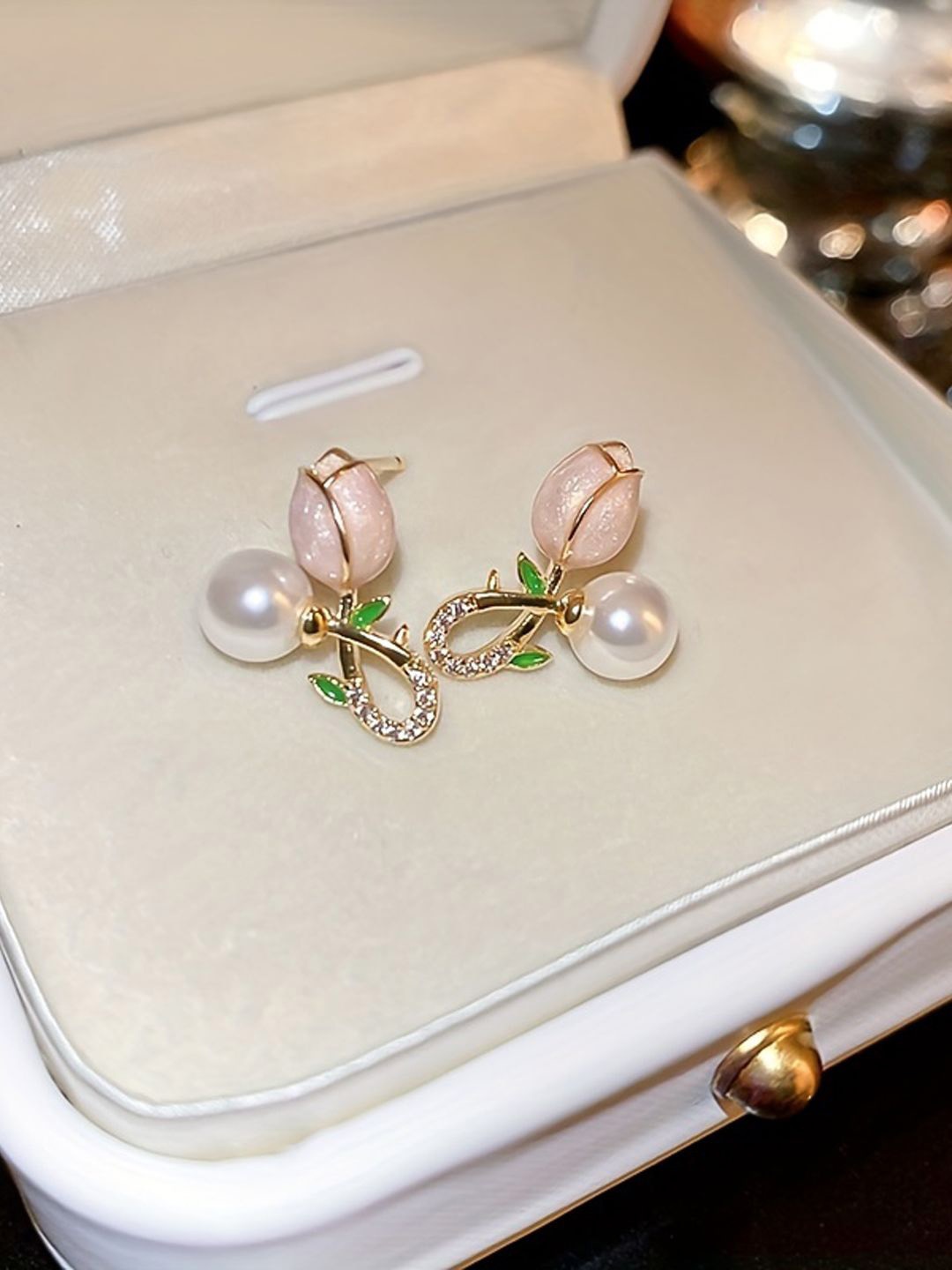 

BEYTER Gold-Plated Sterling Silver Floral Pearl Studs