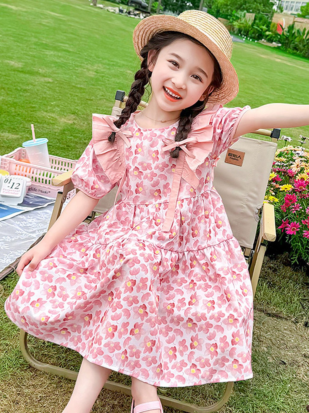 

LULU & SKY Floral Print Fit & Flare Dress, Pink