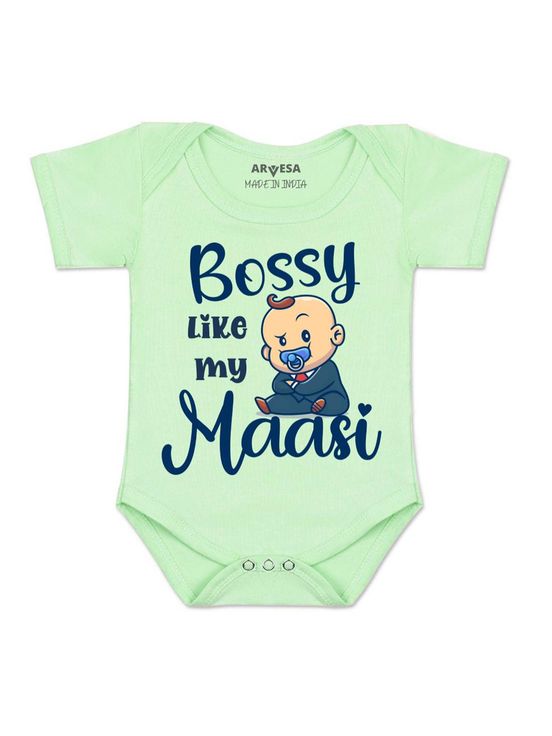 

Arvesa Kids Bossy Like My Maasi Printed Romper, Green