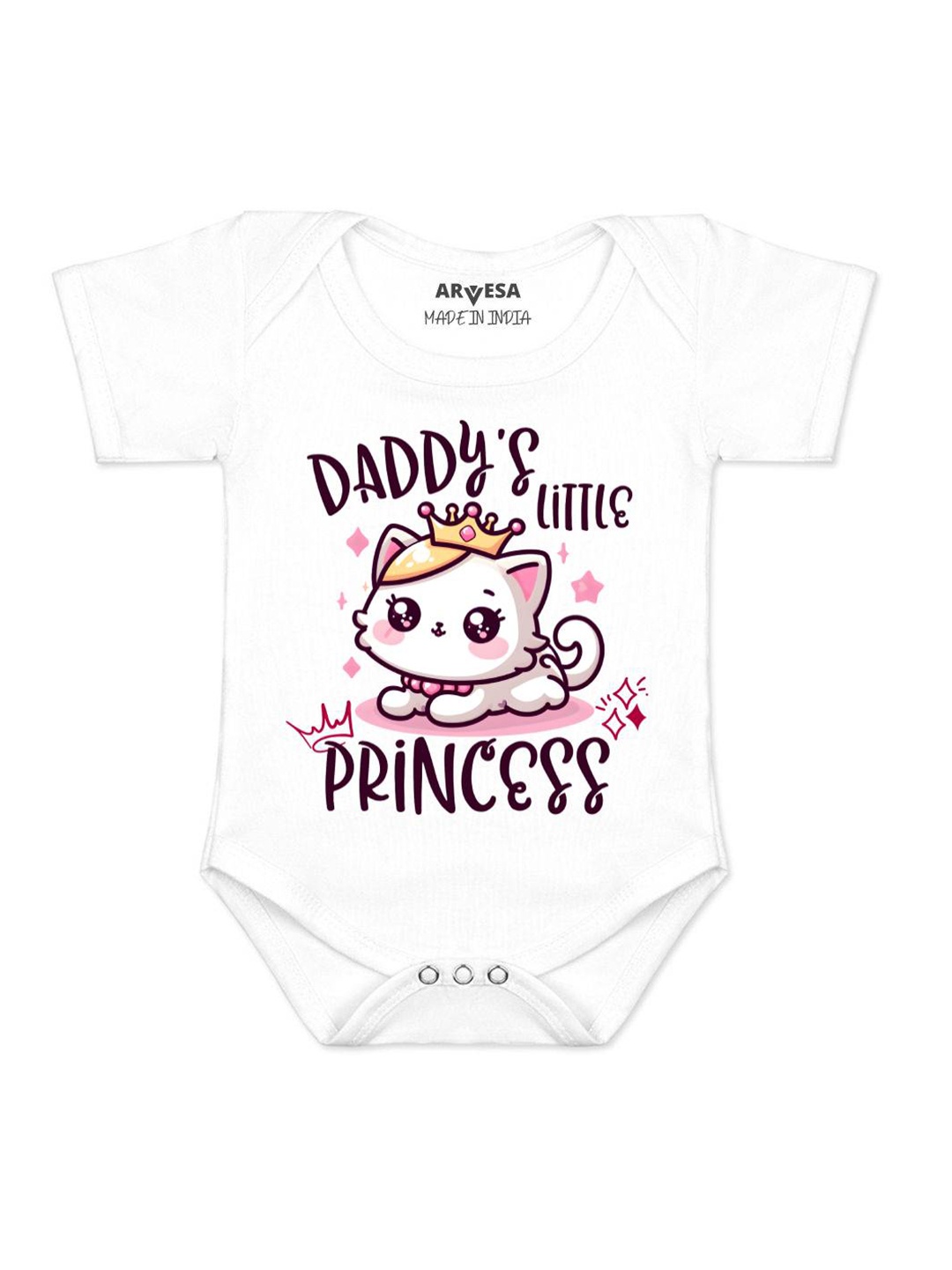 

Arvesa Kids Daddy Little Princess Printed Romper, White