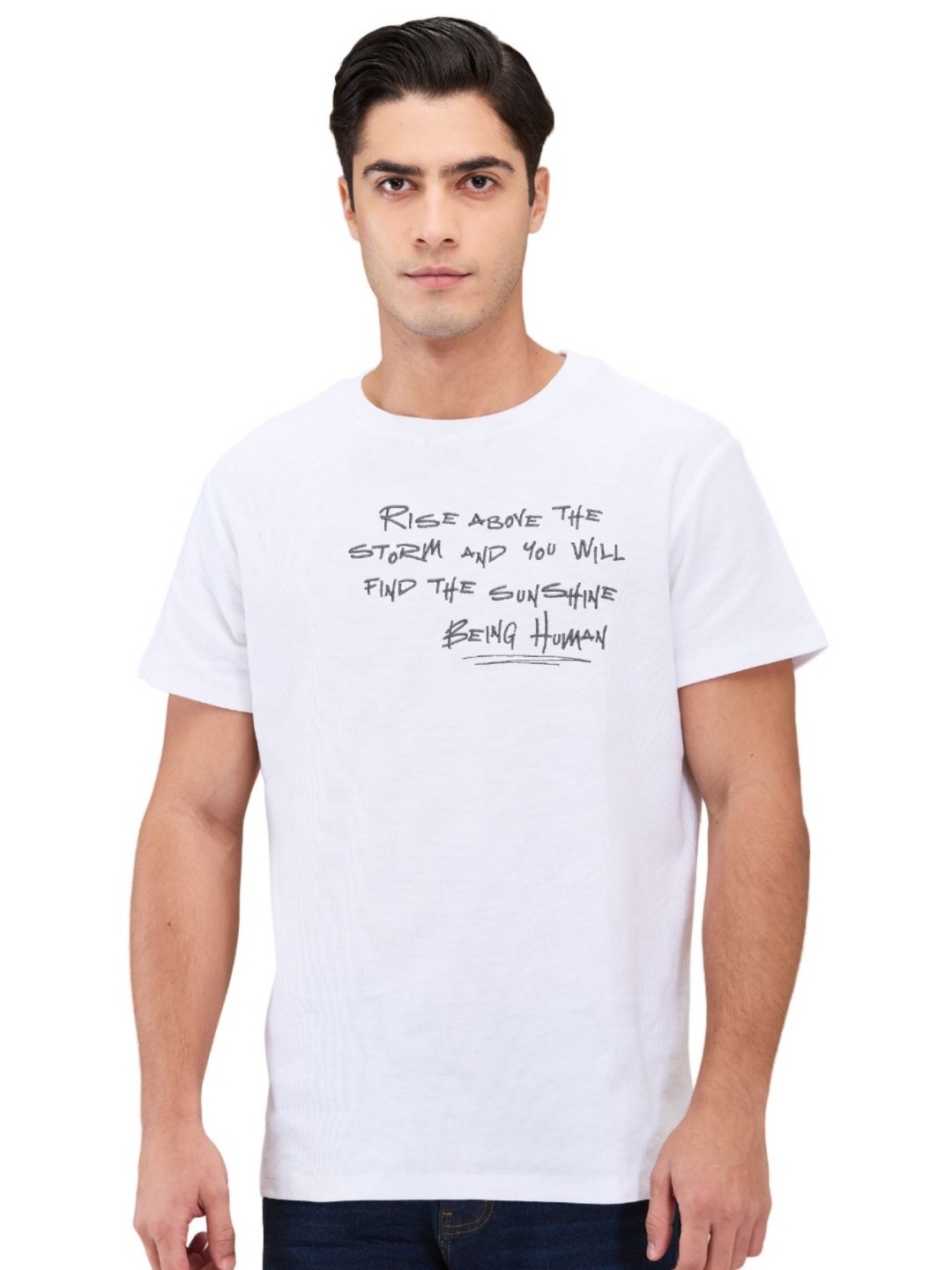 

Being Human Men Typography Printed Round Neck Cotton T-shirt, White