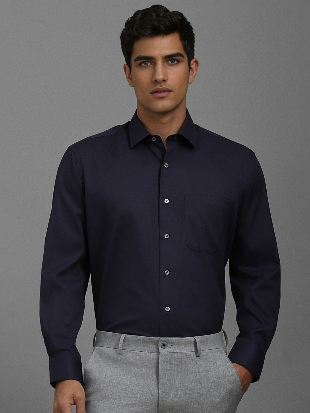 

Luxure by Louis Philippe Men Classic Opaque Printed Formal Shirt, Navy blue