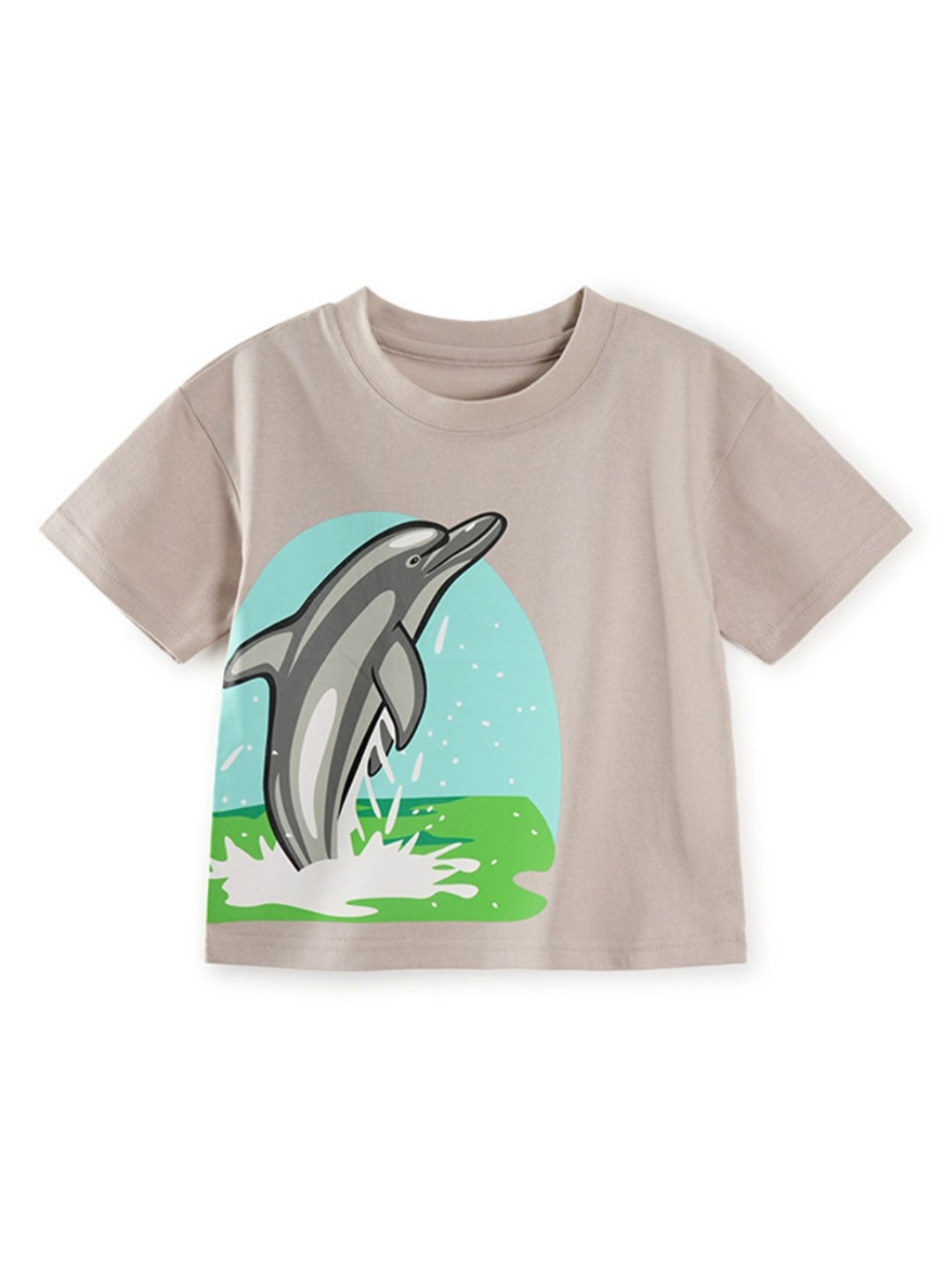 

LULU & SKY Girls Graphic Printed Round Neck Cotton T-shirt, Grey