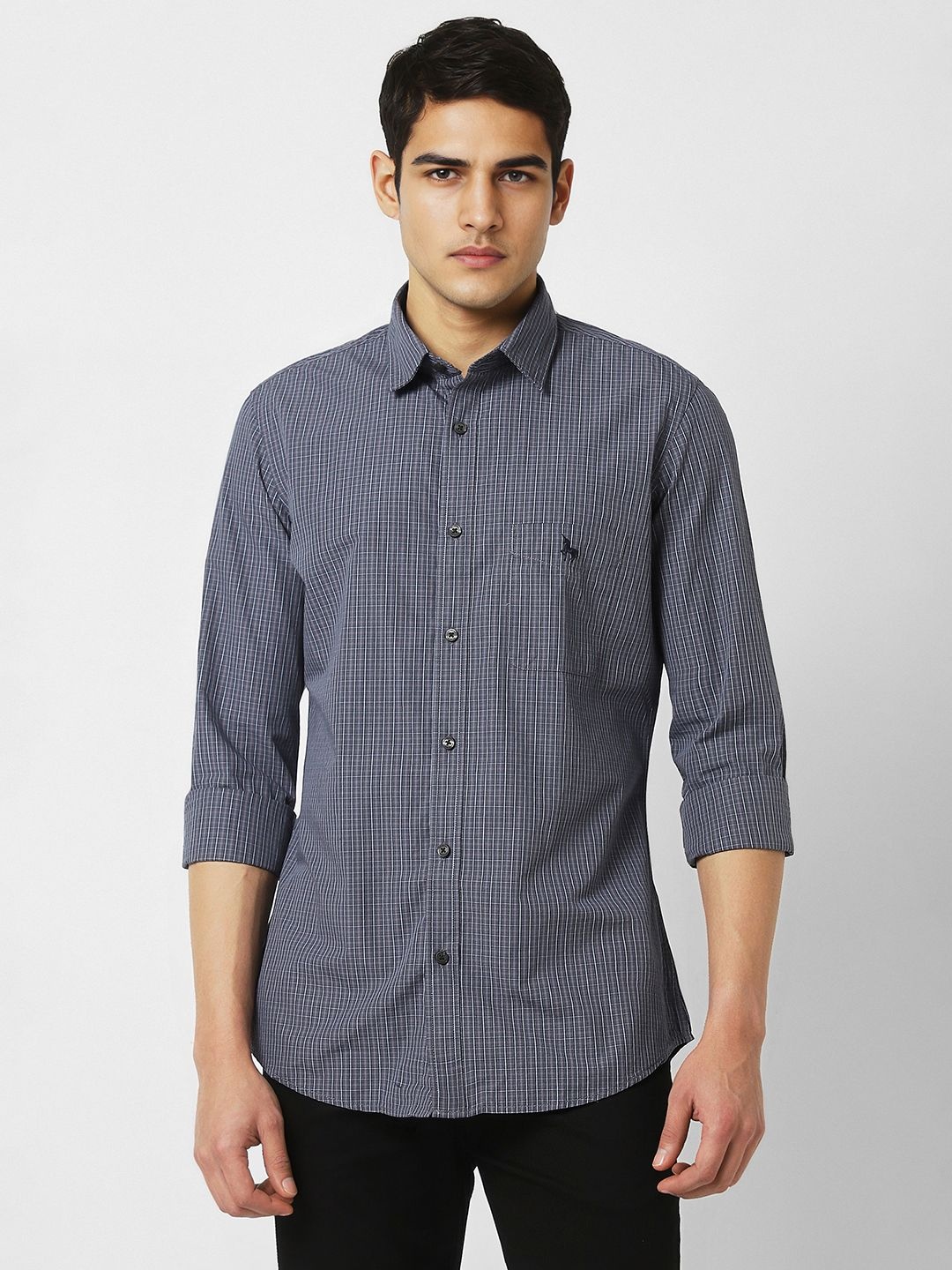 

Van Heusen Sport Men Slim Fit Opaque Checked Casual Shirt, Grey