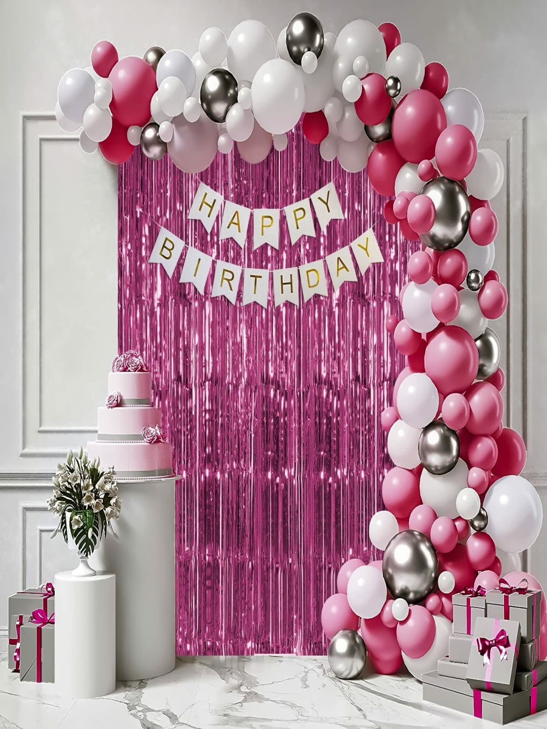

Special You 65-Pcs Pink & White Balloons Birthday Decors