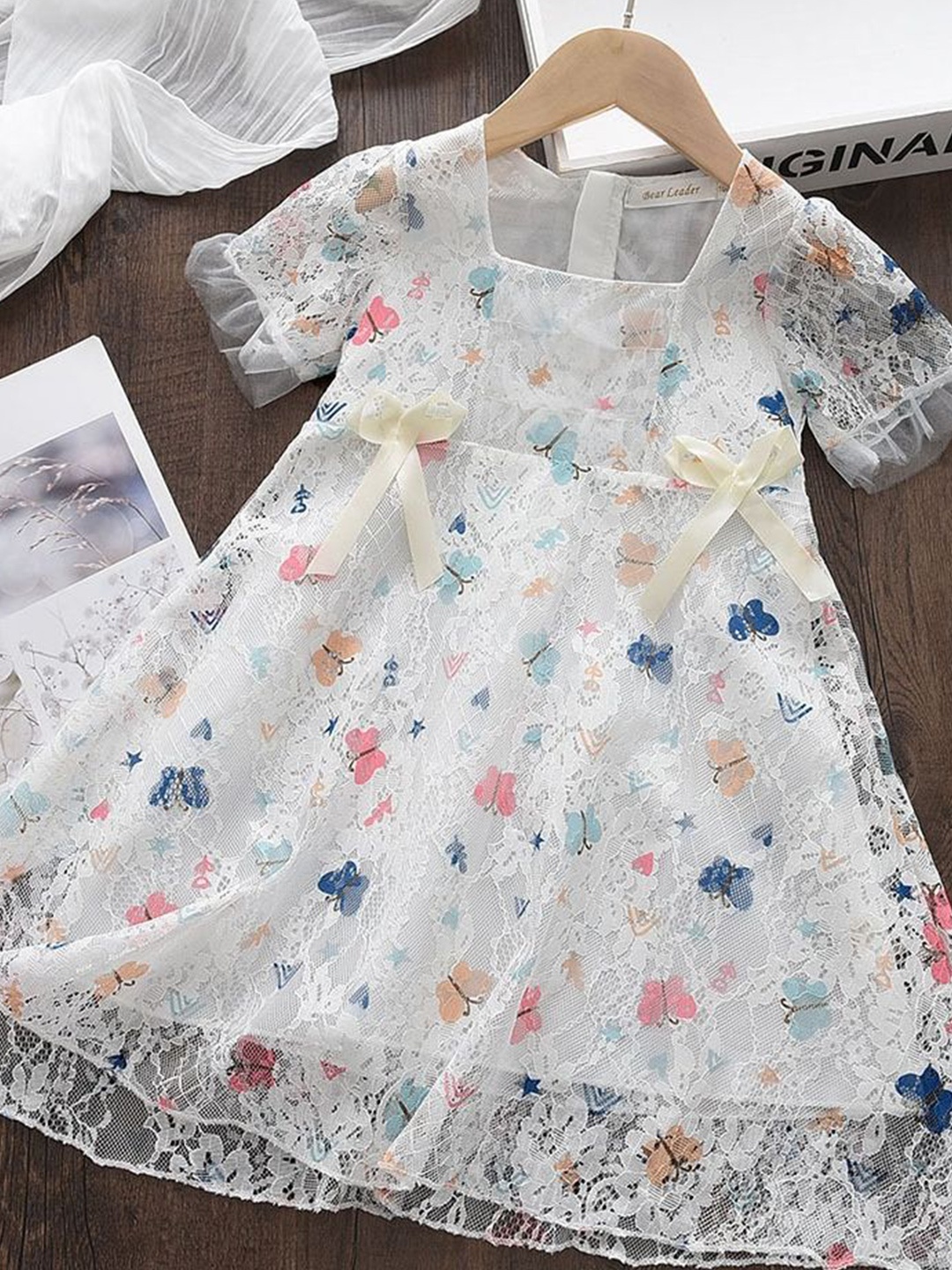 

LULU & SKY Floral Print Fit & Flare Dress, White