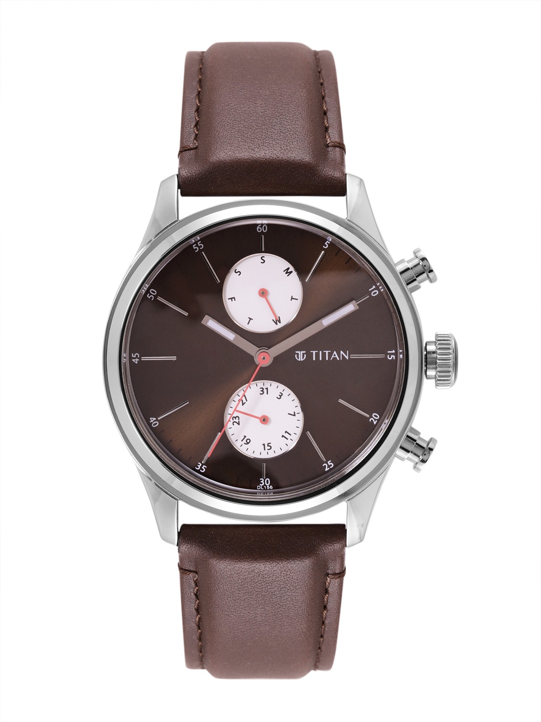 

Titan Men Leather Straps Analogue Chronograph Watch 1805SL08, Brown