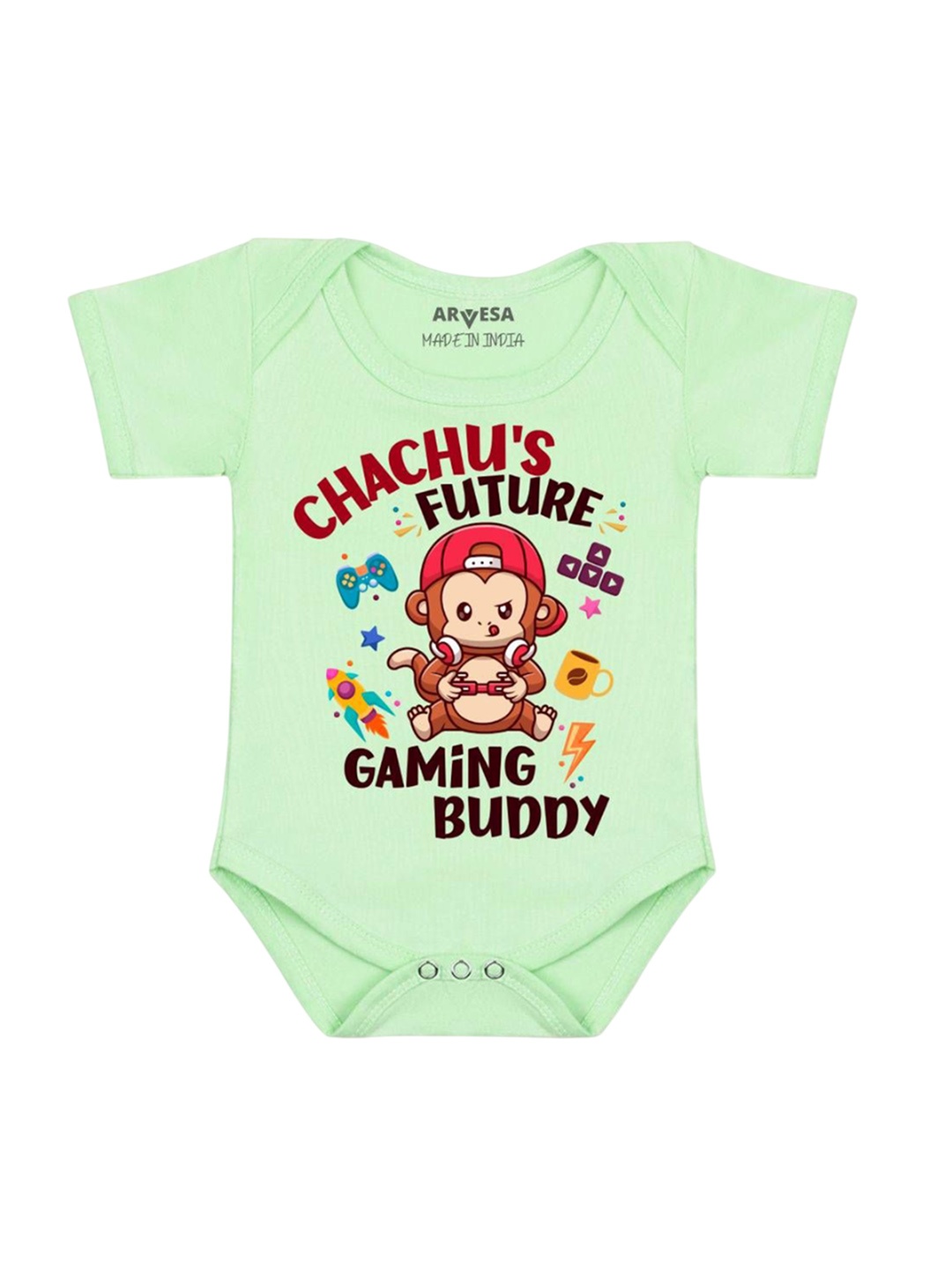 

Arvesa Chachu Future Gaming Buddy Printed Romper, Green