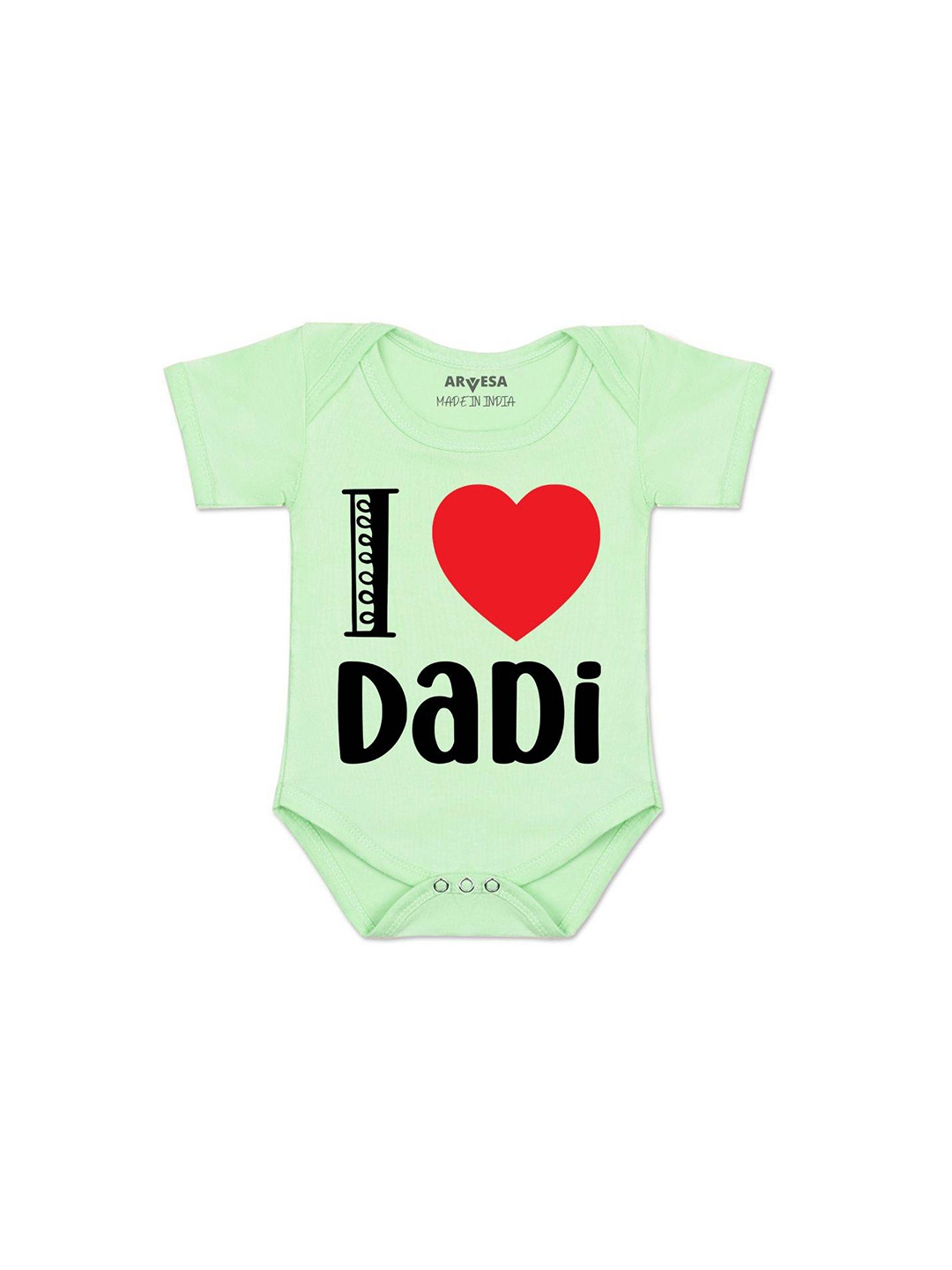 

Arvesa Kids I Love Dadi Printed Cotton Romper, Green