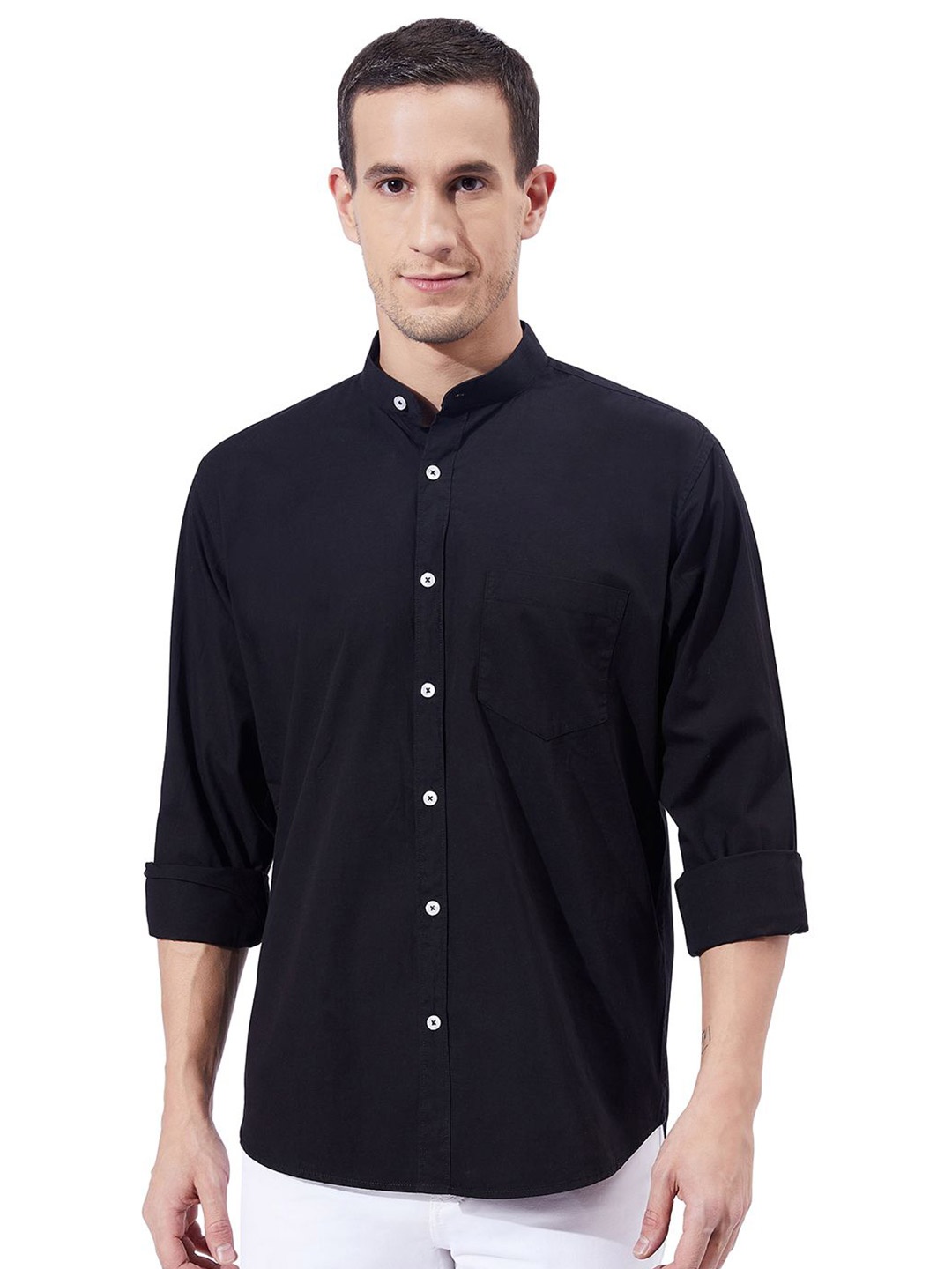 

Ben Martin Men Standard Slim Fit Opaque Casual Shirt, Black