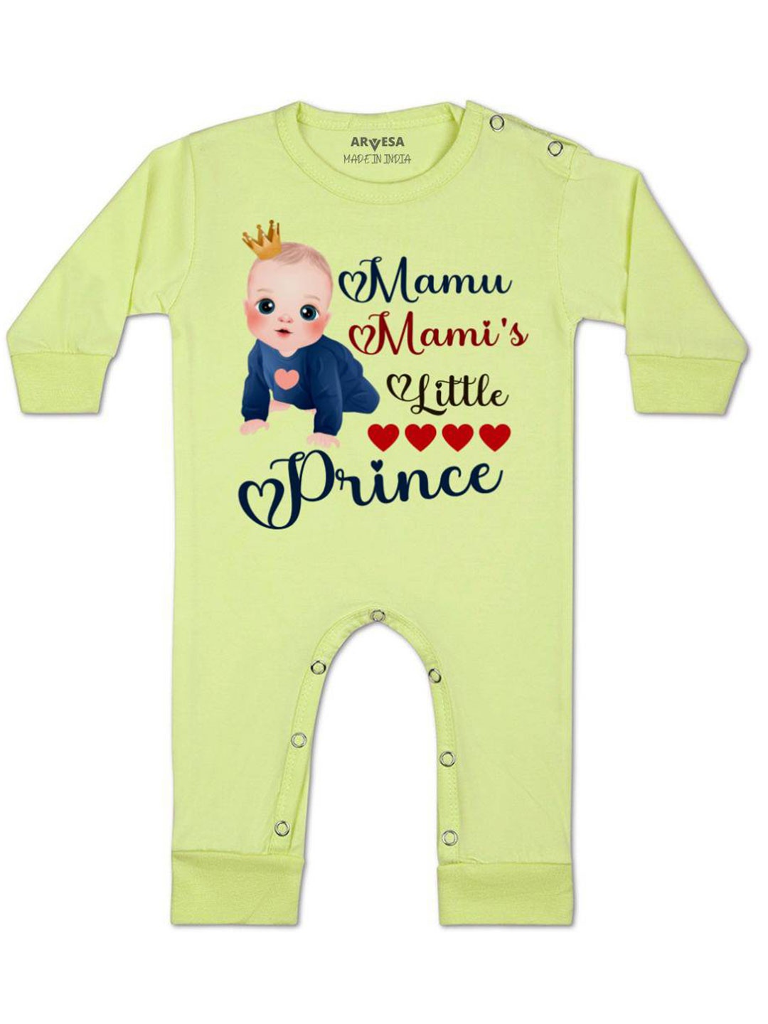 

Arvesa Kids Mamu Mami'S Little Prince Printed Baby Romper, Yellow