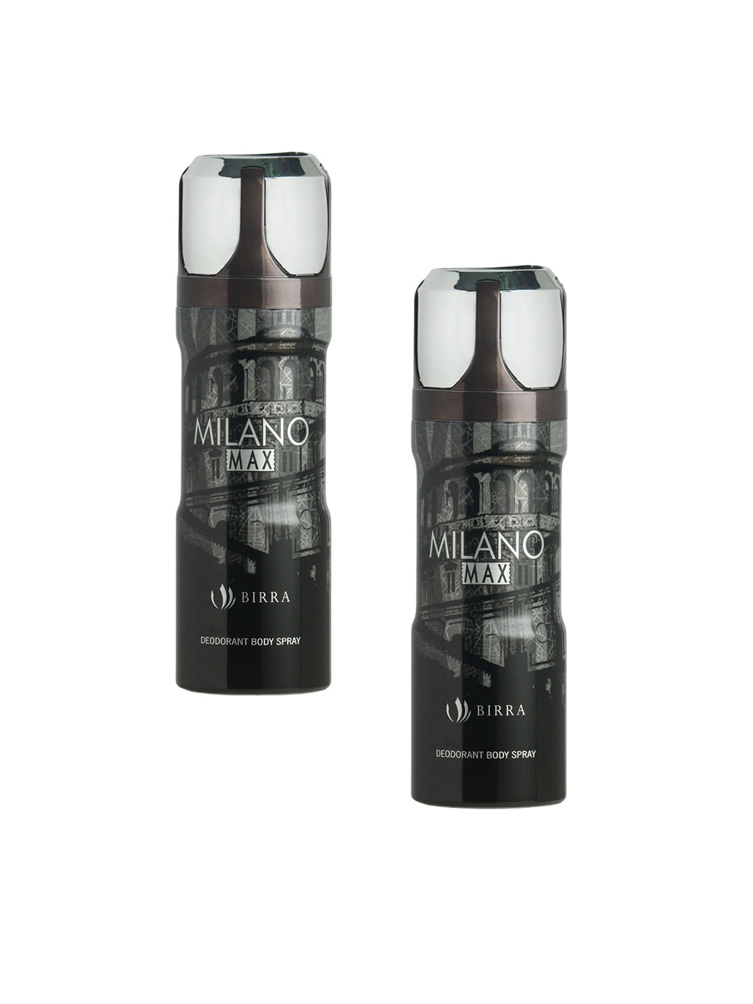 

BIRRA Set Of 2 Milano Max Long Lasting Deodorant Body Spray - 200ml Each, Transparent