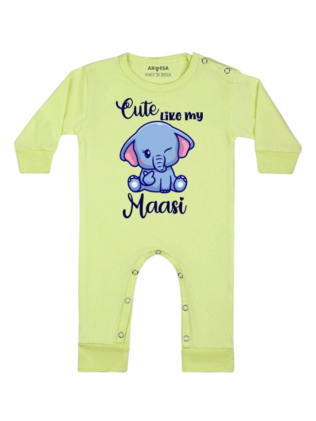 

Arvesa Kids Cute Like My Maasi Printed Baby Romper, Yellow
