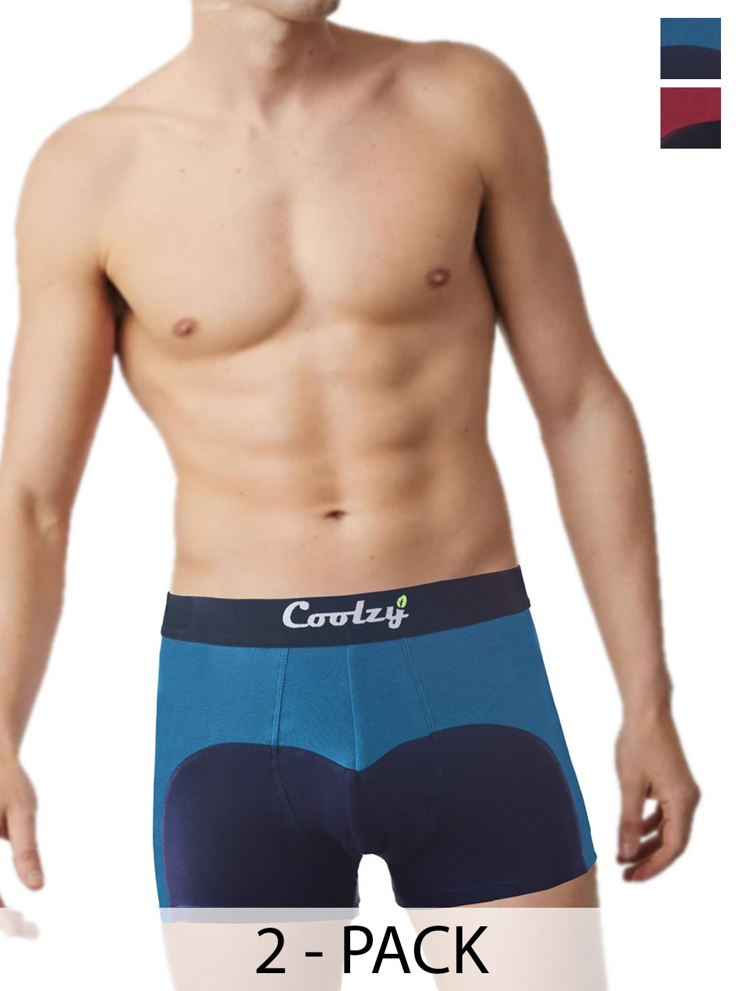 

COOLZY Pack Of 2 Color Block Antibacterial Trunks - SEOCSOTNK2K493-S, Blue