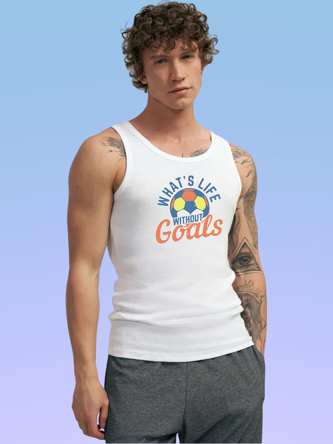 

Uniplanet store Printed Cotton Innerwear Vests UVM-LYF-GOALS-WHT-S, White