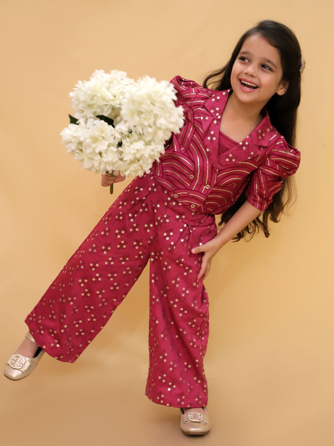 

LIL DRAMA Girls Printed Top with Trousers, Violet