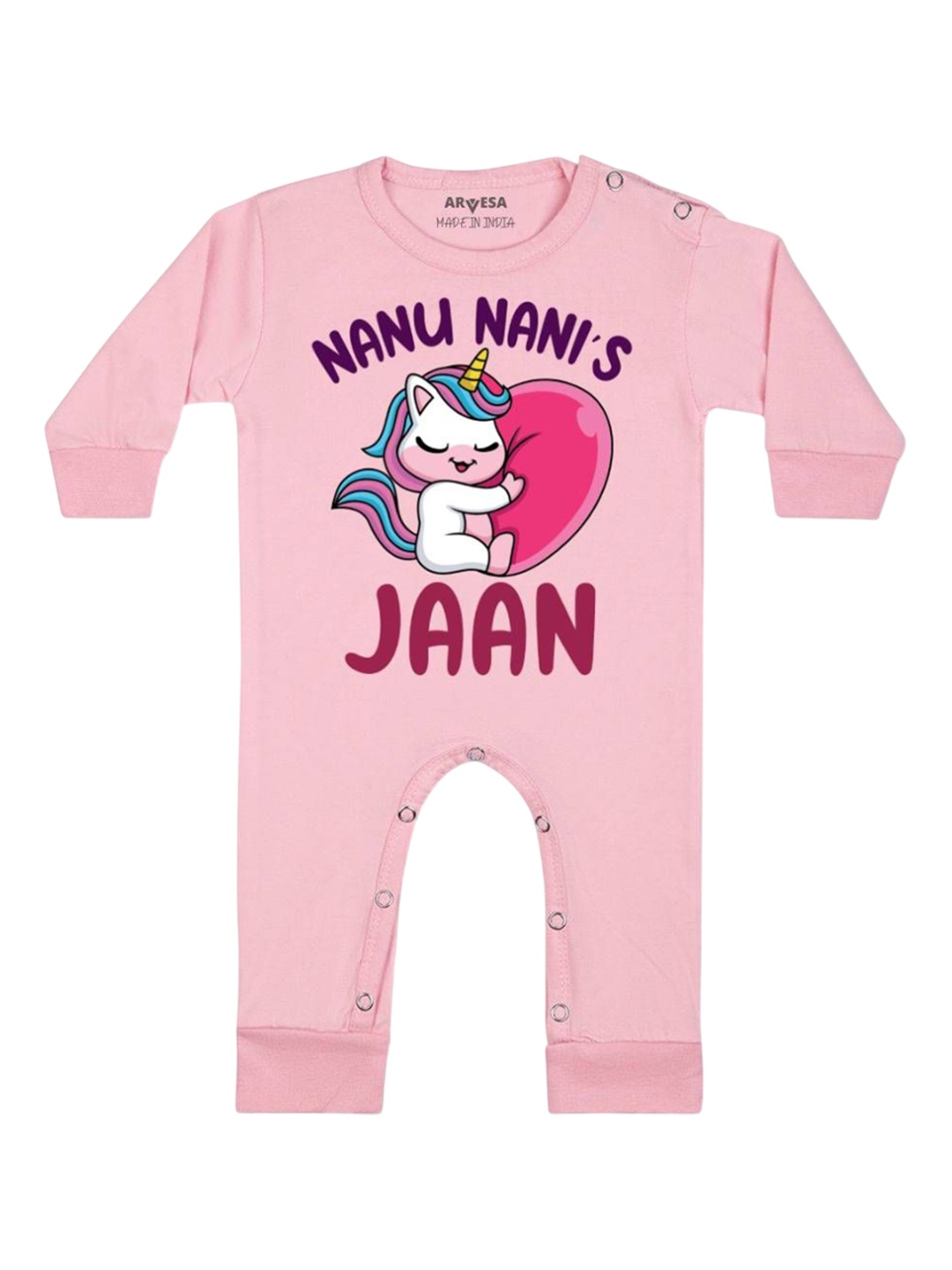

Arvesa Kids Nana Nani Jaan Printed Baby Romper, Pink