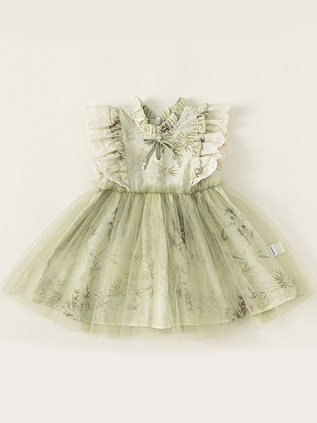 

LULU & SKY Flutter Sleeve Fit & Flare Dress, Green