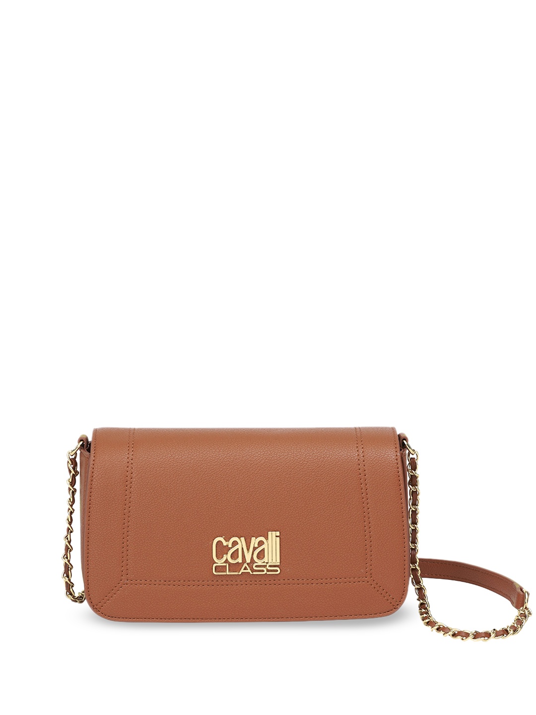 

Cavalli Class Structured Handheld Bag with Applique, Brown