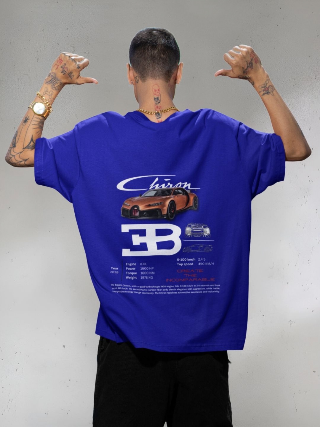 

Broke Memers Men Graphic Printed Round Neck Oversized T-shirt, Blue