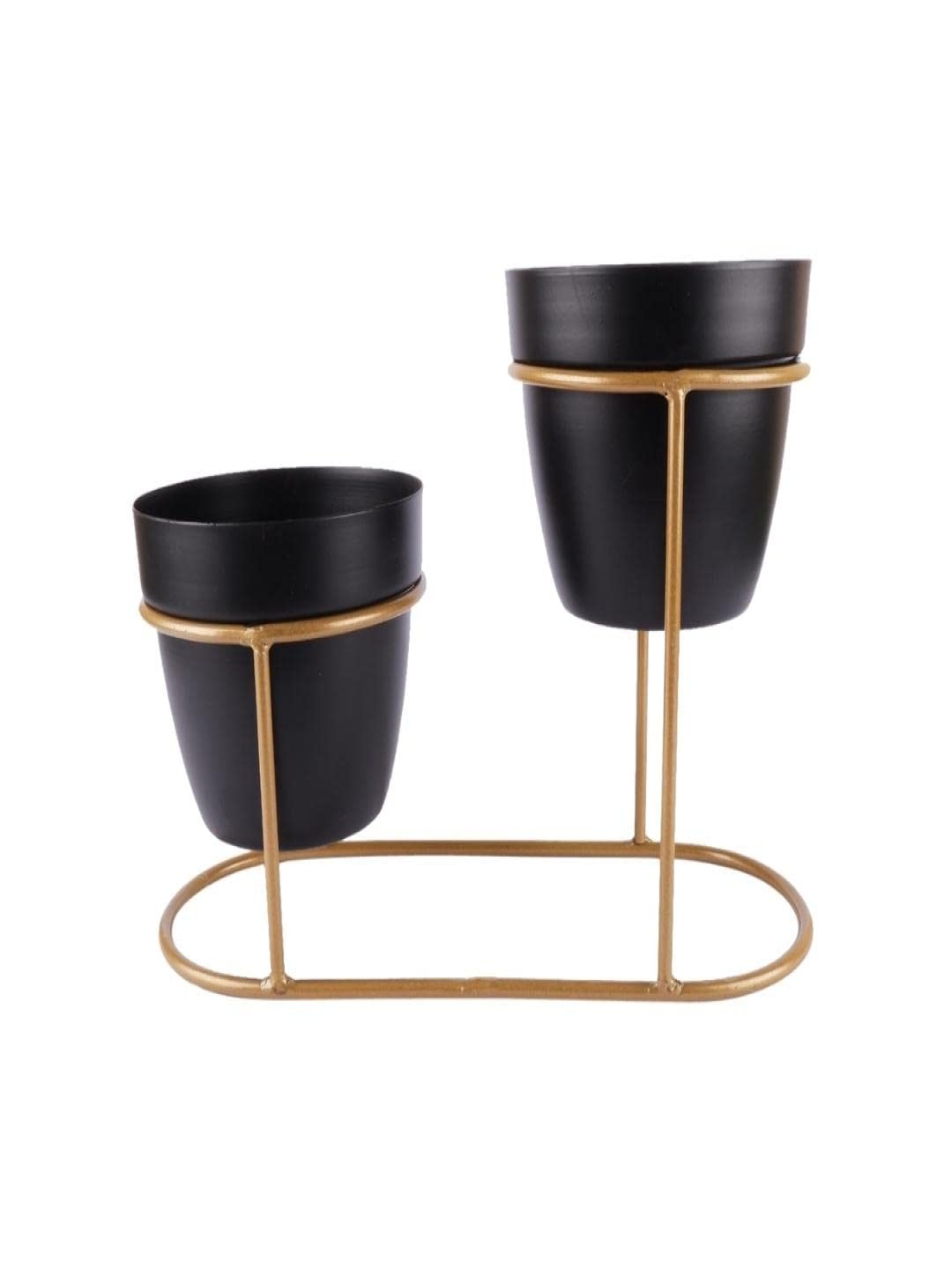 

CK HOMEZ Black 2 Pieces Metal Dual Stand with Planters