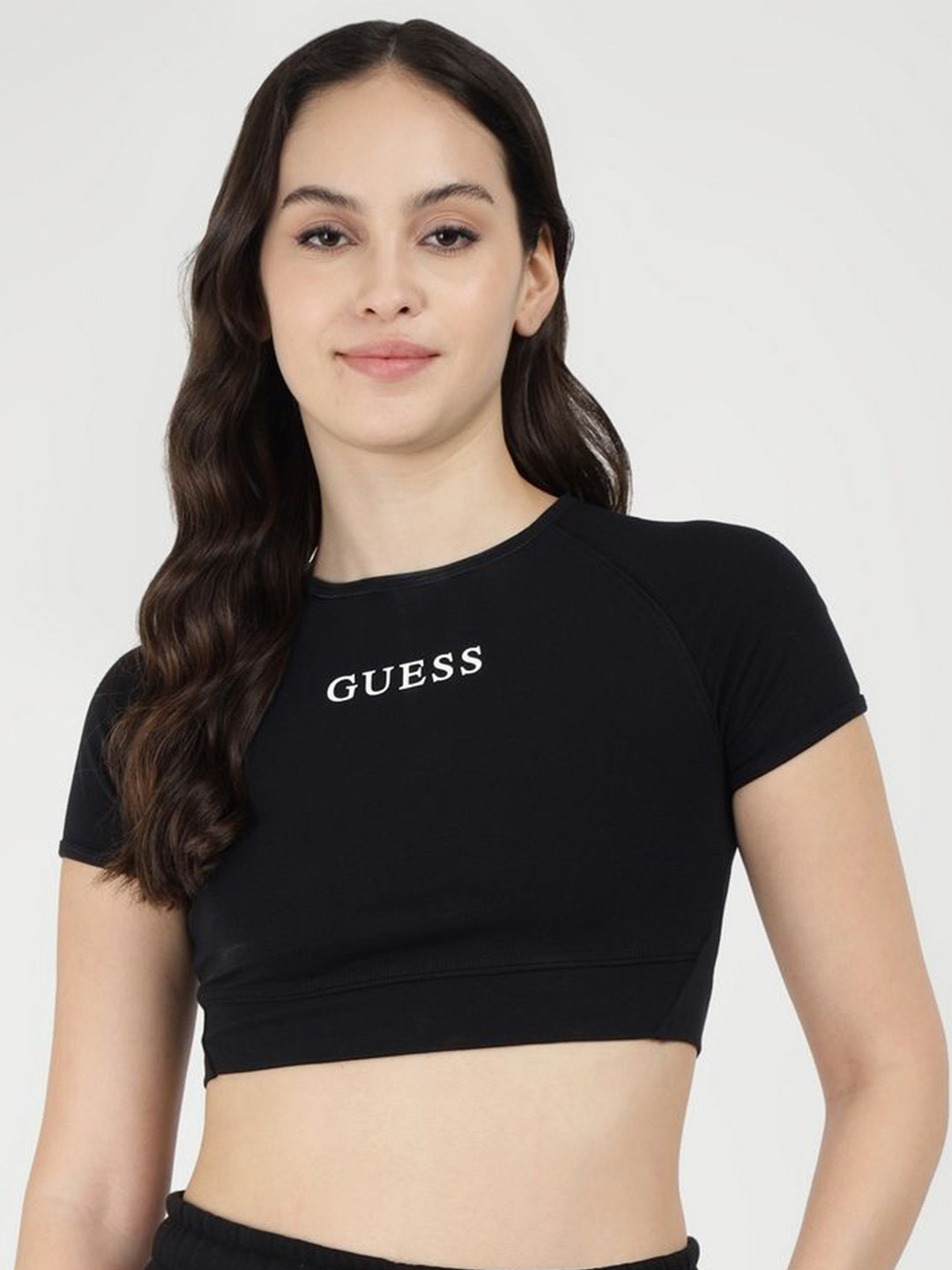 

GUESS Print Cotton Top, Black