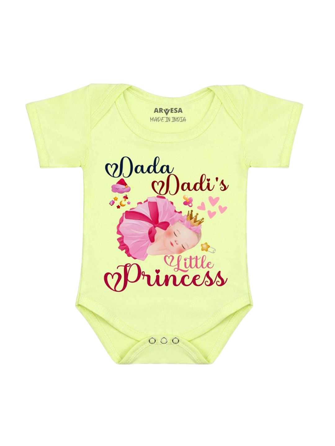 

Arvesa Kids Dada Dadi Little Princess Printed Romper, Yellow