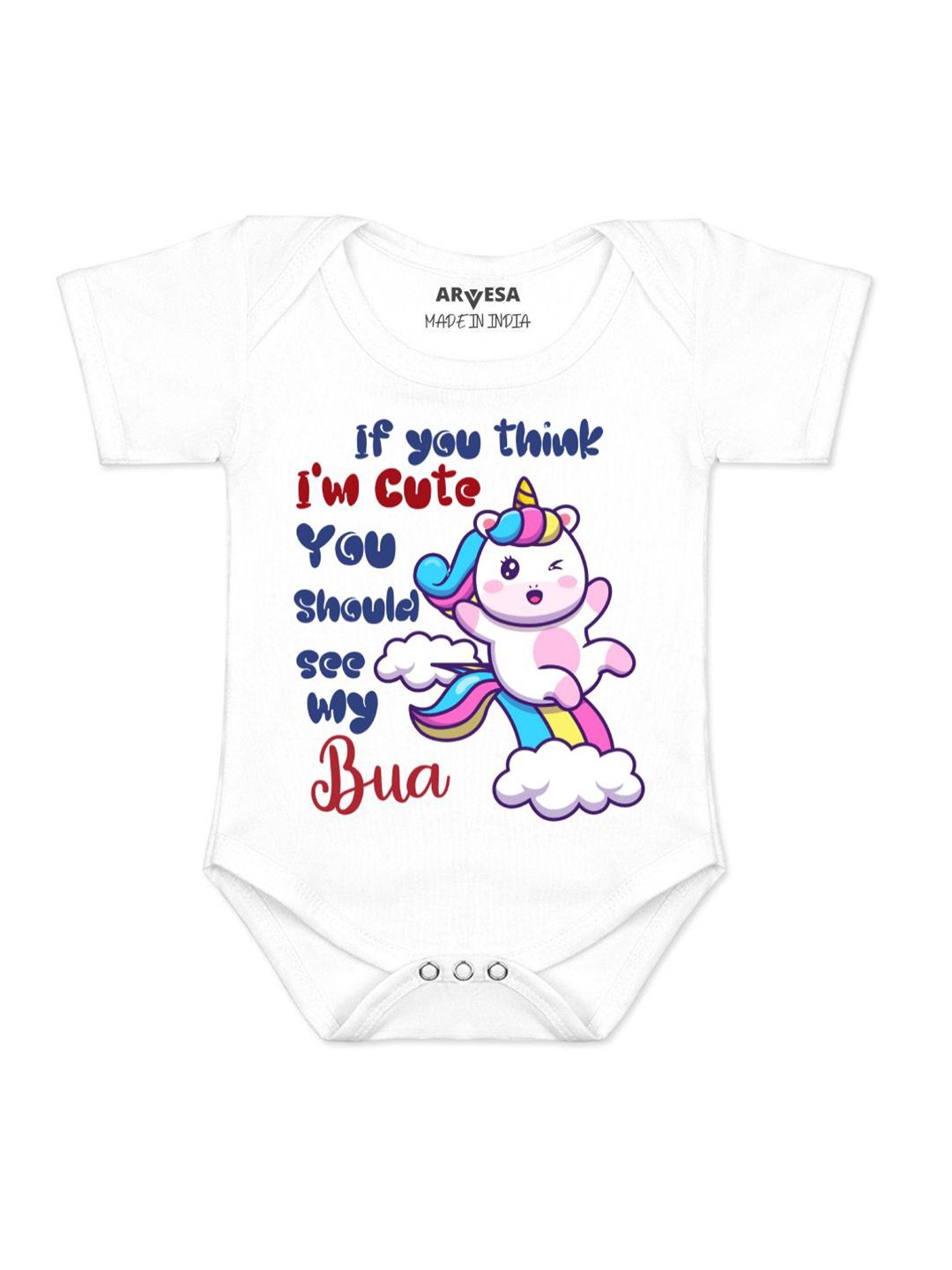 

Arvesa Kids I Am Cute You Should See My Bua Printed Romper, White